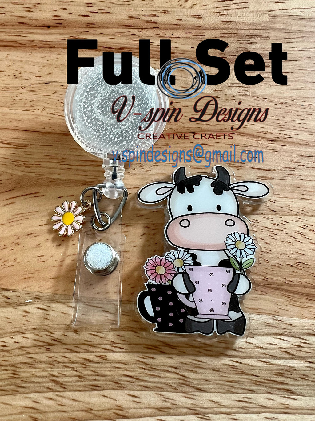 Coffee Cow Badge Reel | Western Retractable Acrylic ID Holder