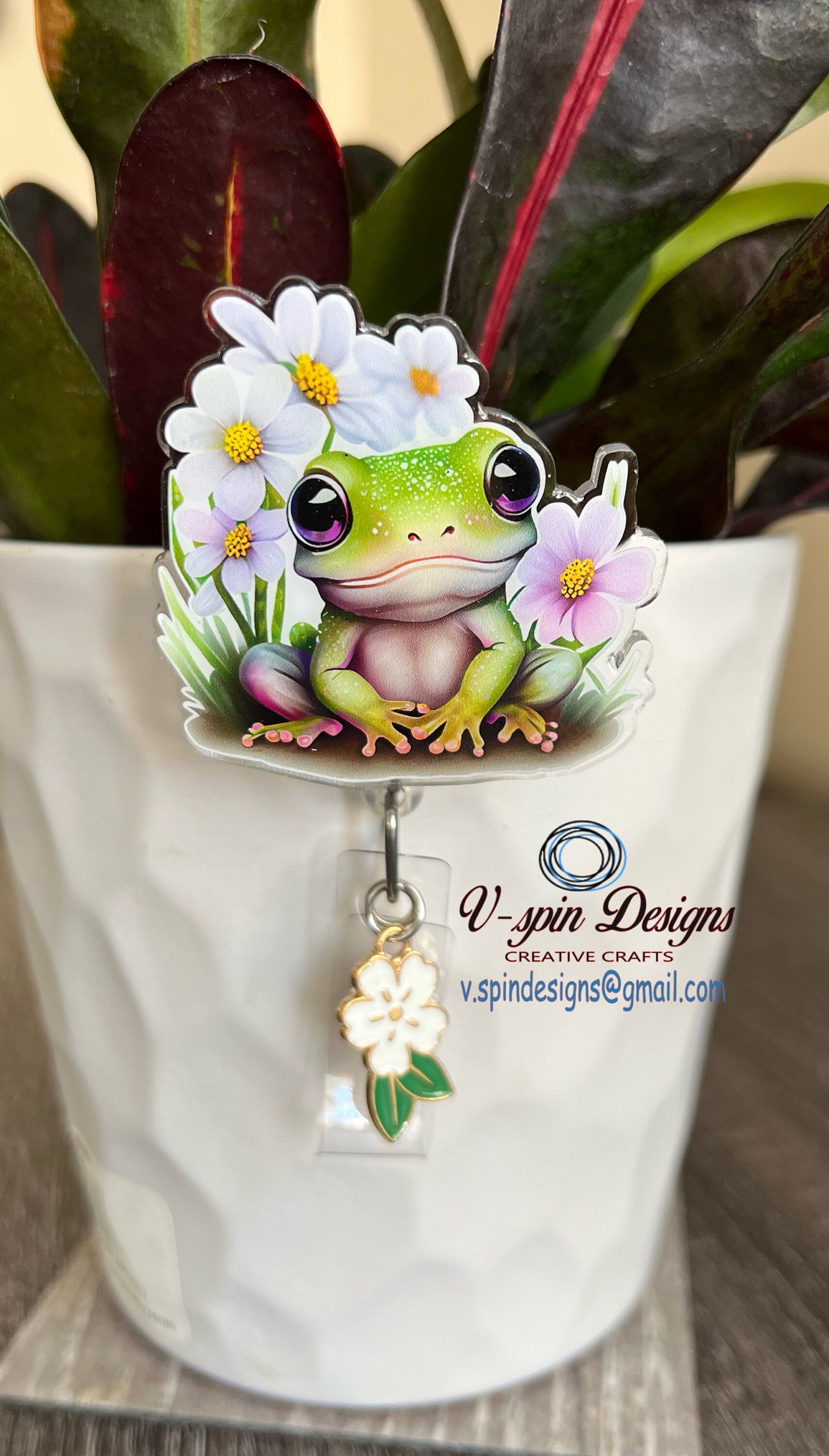Cute Baby Frog Badge Reel | Retractable Acrylic ID Holder