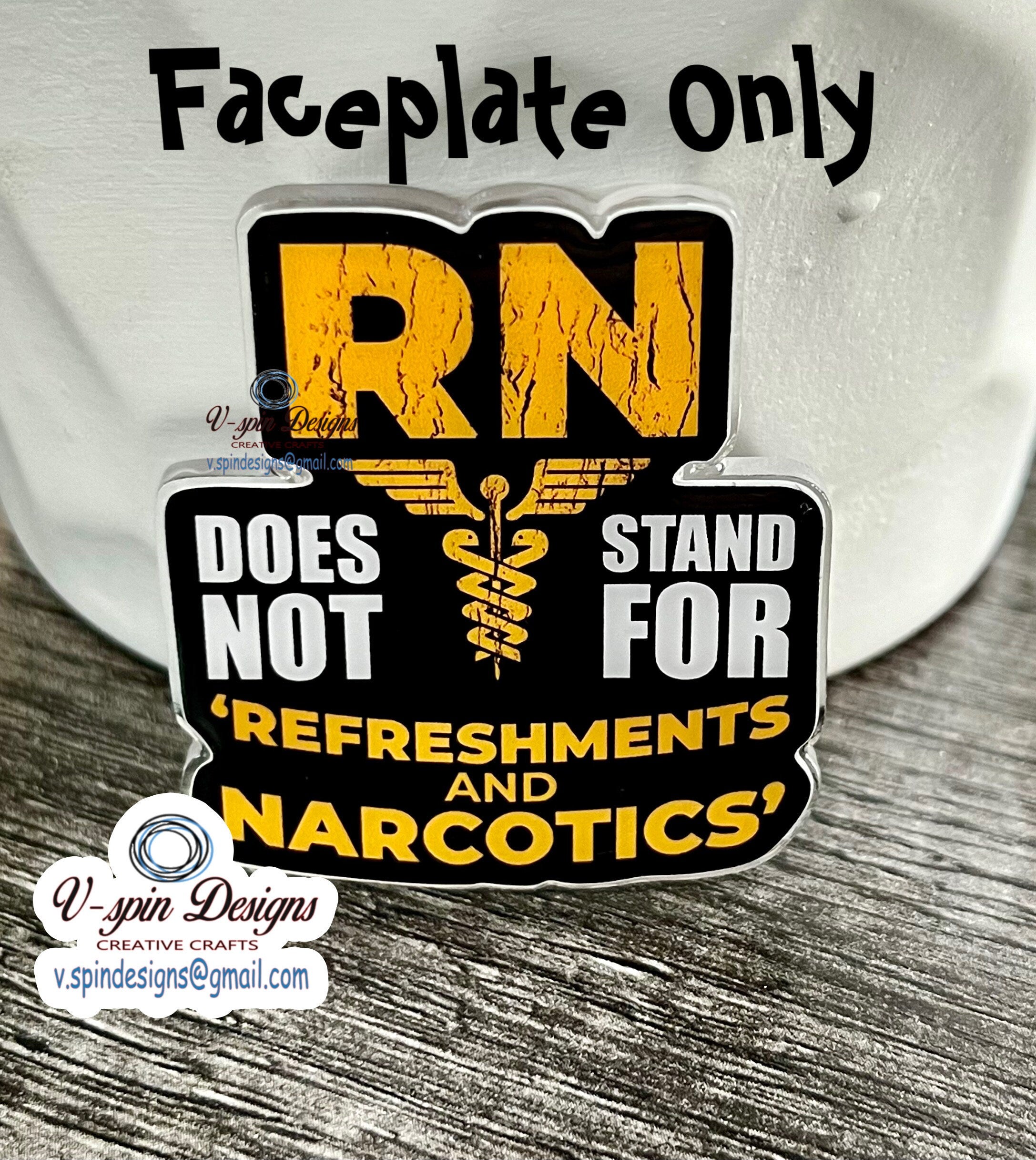 Funny RN Badge Reel "Refreshments & Narcotics" Retractable badge reels/nurse badge reels