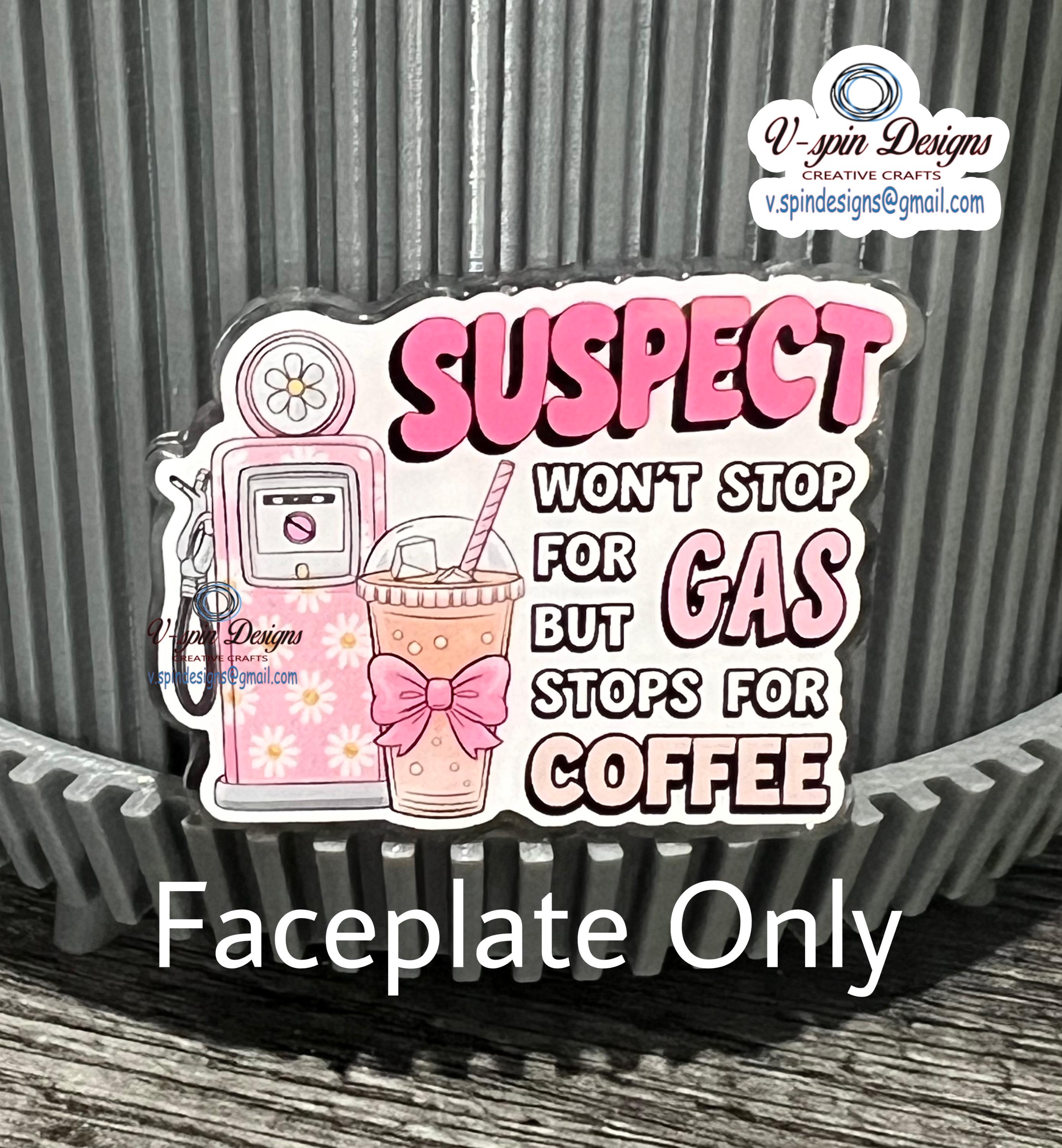 Funny Coffee Badge Reel: "Suspect Won't Stop For Gas" Retractable ID Holder/funny badge reels/funny gifts/nurse badge reels