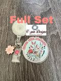 "Bloom with Kindness" Badge Reel | Floral Retractable Acrylic ID Holder