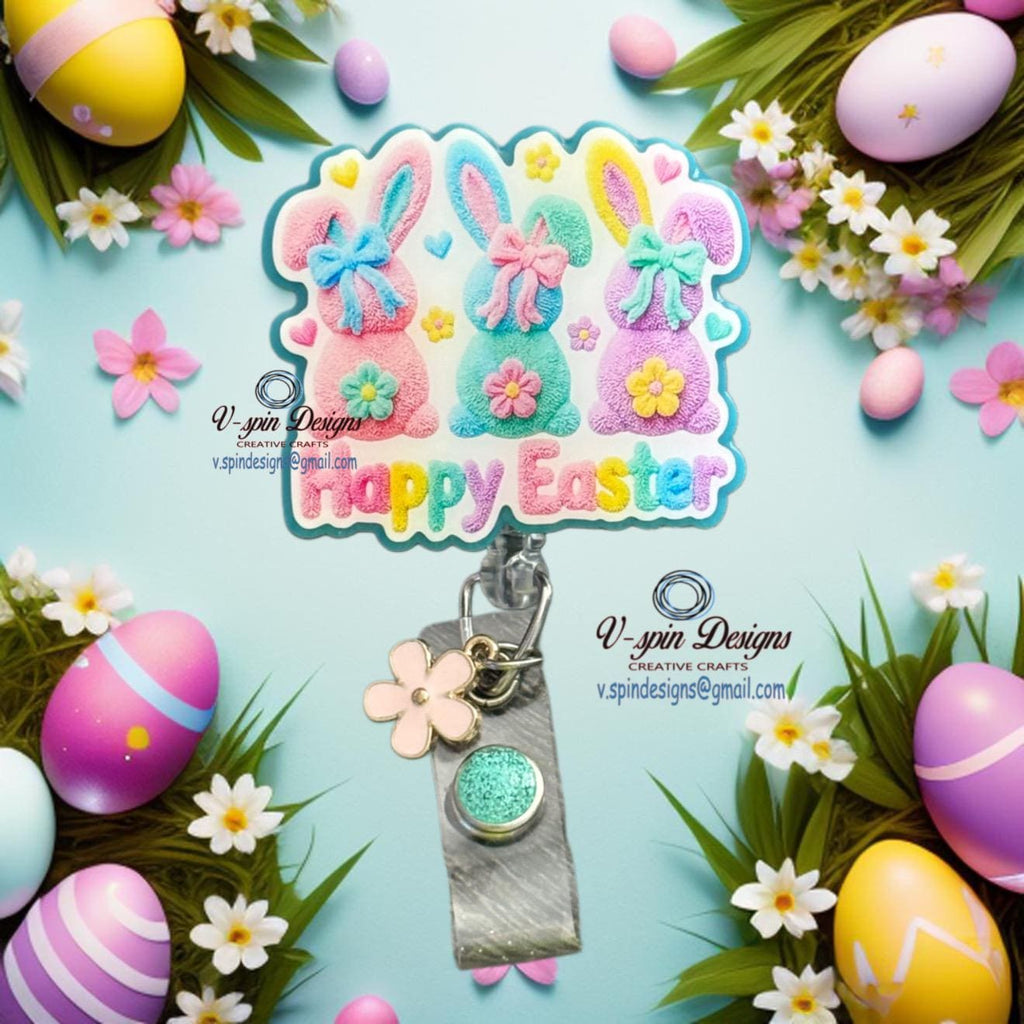 Easter Bunnies badge reel/ID Holder/card holder/teachers/nurses/Easter badge reels