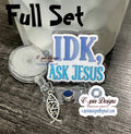 "IDK, Ask Jesus" Badge Reel | Funny Religious Retractable Acrylic ID Holder