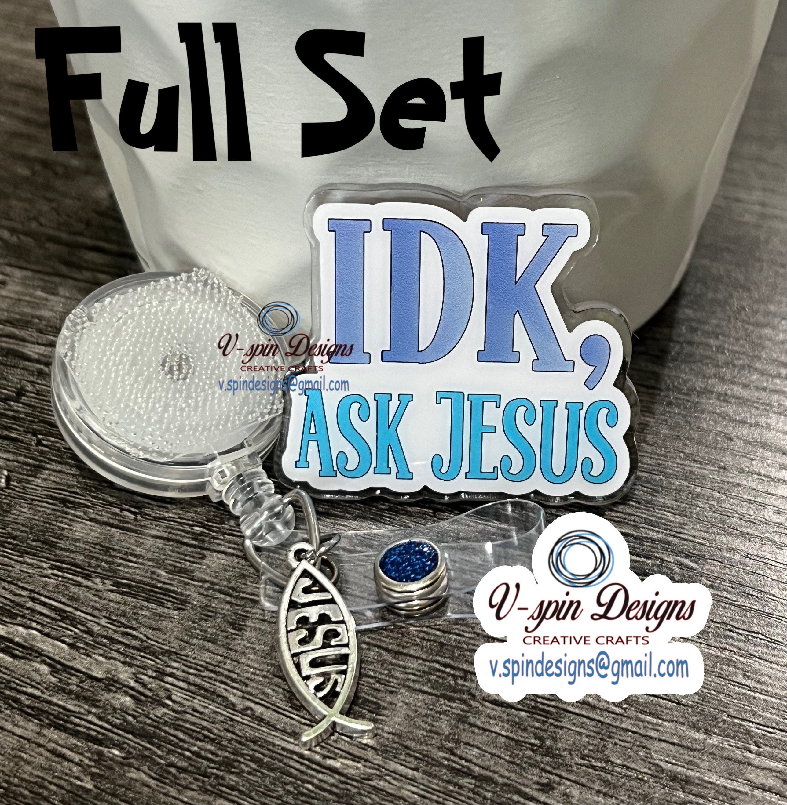 "IDK, Ask Jesus" Badge Reel | Funny Religious Retractable Acrylic ID Holder