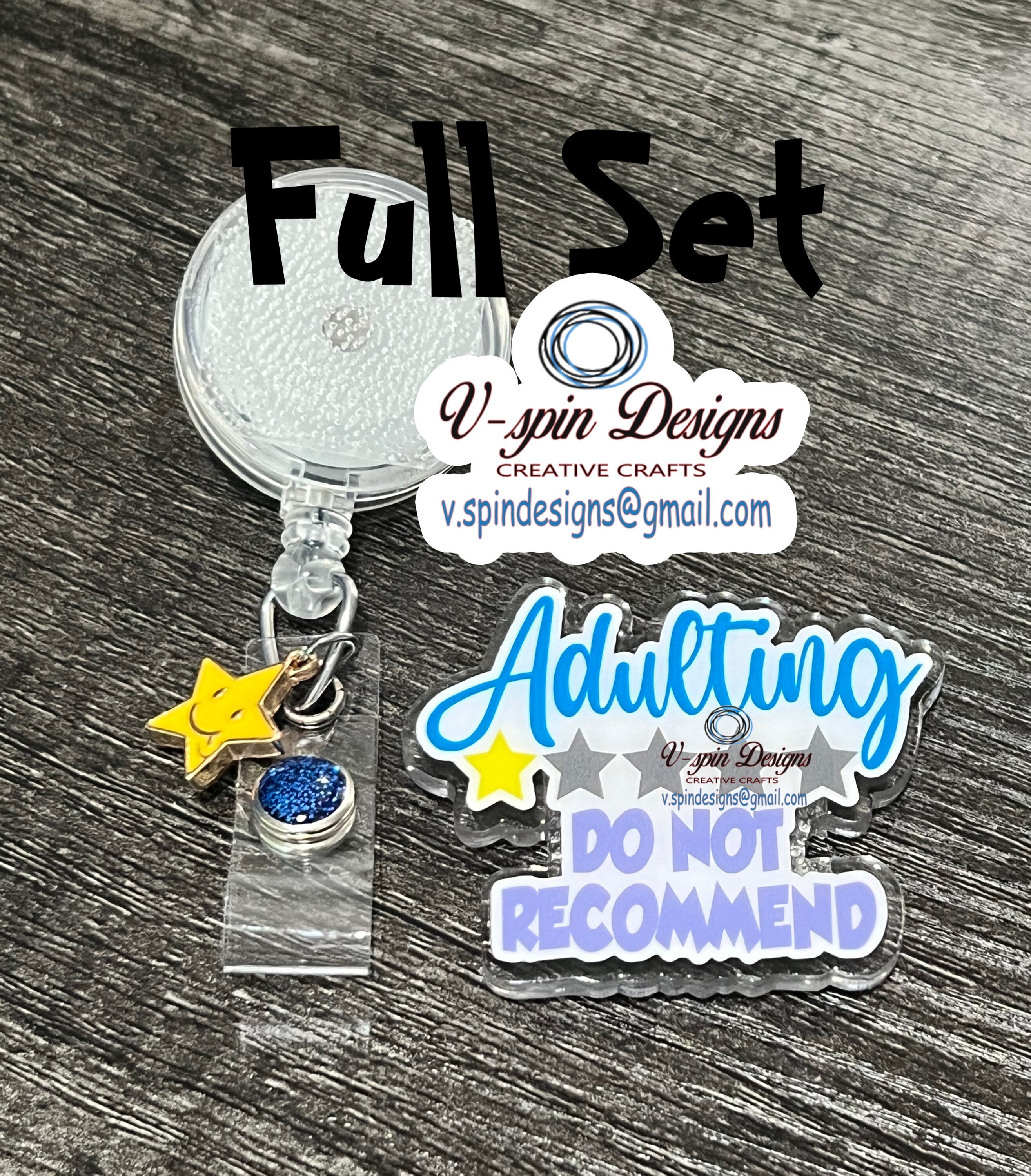 Funny Acrylic "Adulting Do Not Recommend" Badge reel/ID Holder card holder/nurse/teachers/fun/silly badge reels