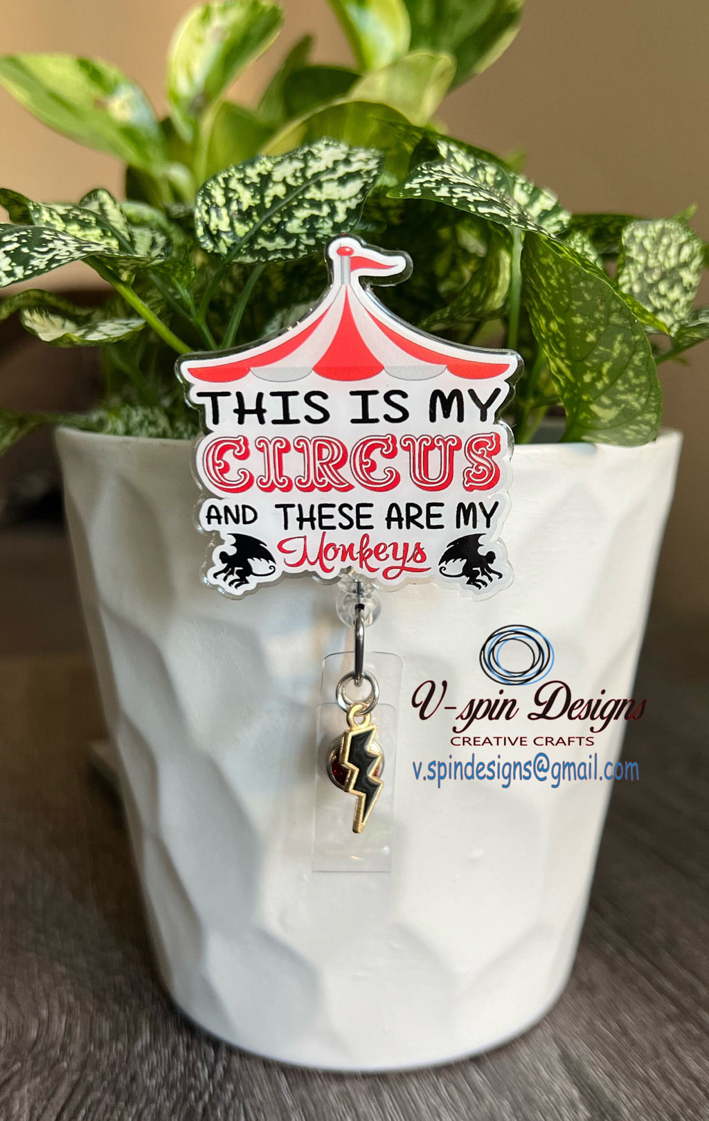 Funny Circus Monkey Badge Reel: Interchangeable ID Holder