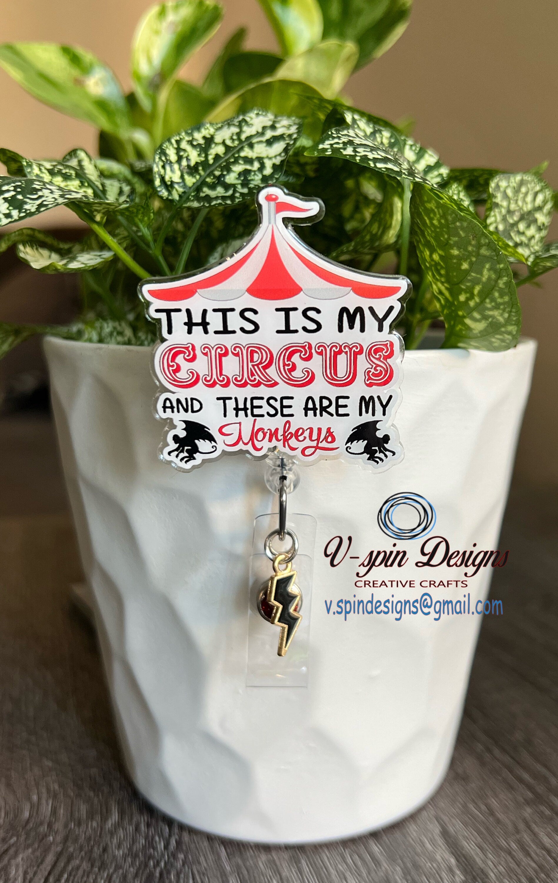 Funny Circus Monkey Badge Reel: Interchangeable ID Holder
