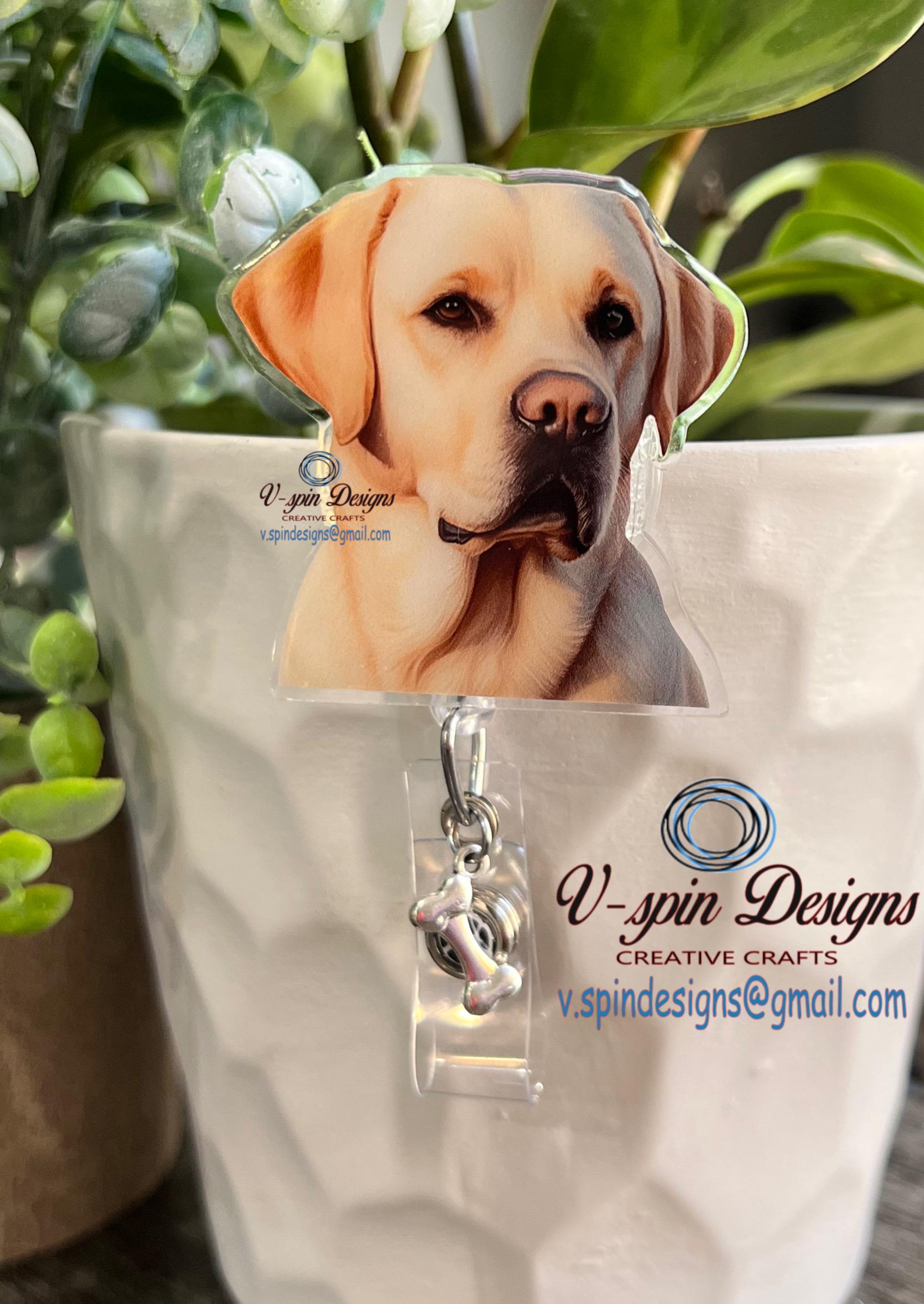 Golden Labrador Retriever Badge Reel | Retractable Acrylic ID Holder for Dog Lovers