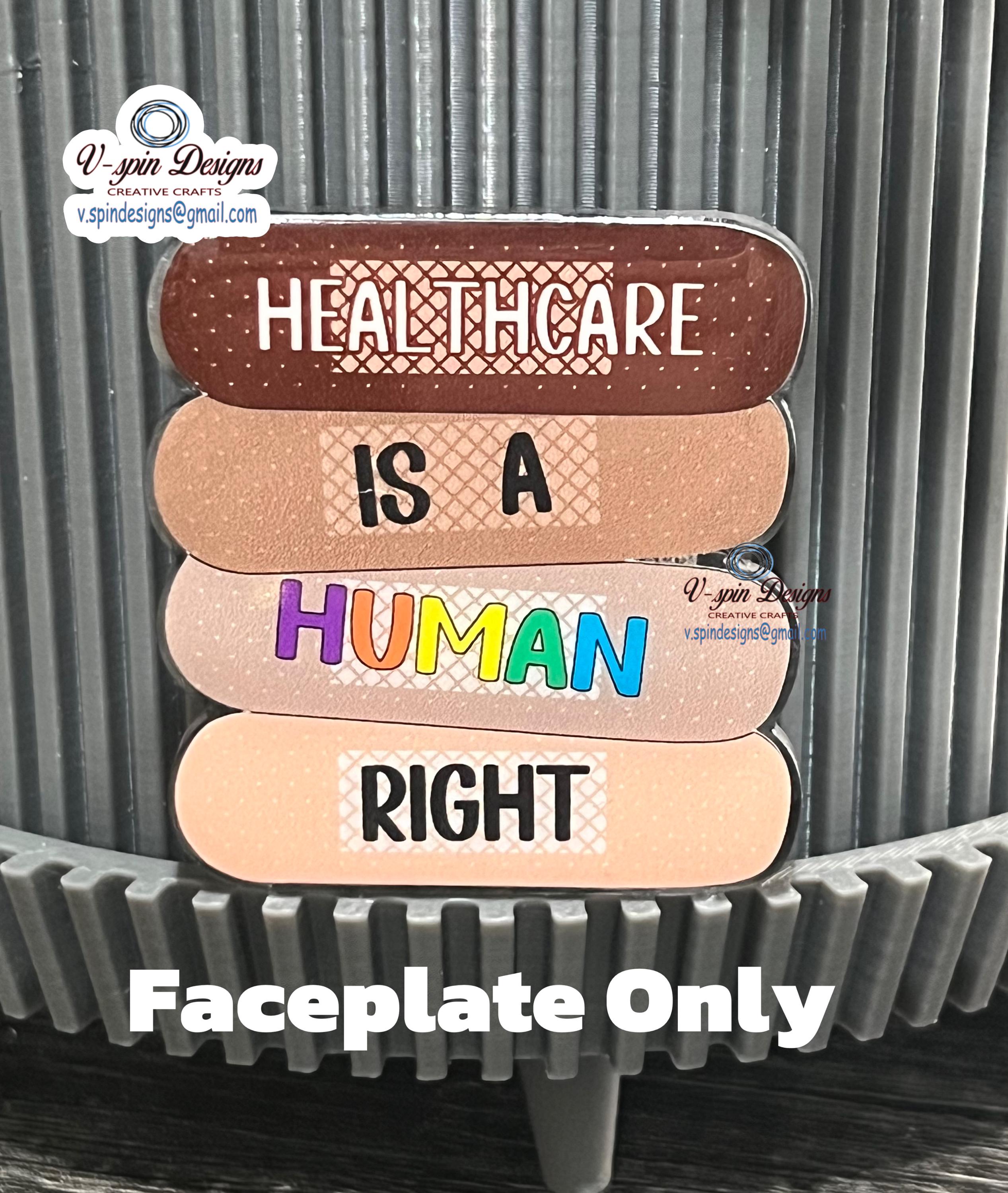 "Healthcare Is A Human Right" Badge Reel | Band-Aid Acrylic Retractable ID Holder