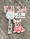 Valentine Frenchie Badge Reel | Valentine's Day Retractable Acrylic ID Holder