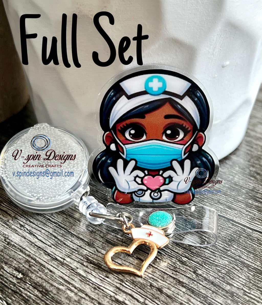 Acrylic Nurse Badge Reel: Retractable ID Holder with Charm