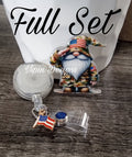 Military Gnome Saluting Badge Reel | Patriotic Retractable Acrylic ID Holder
