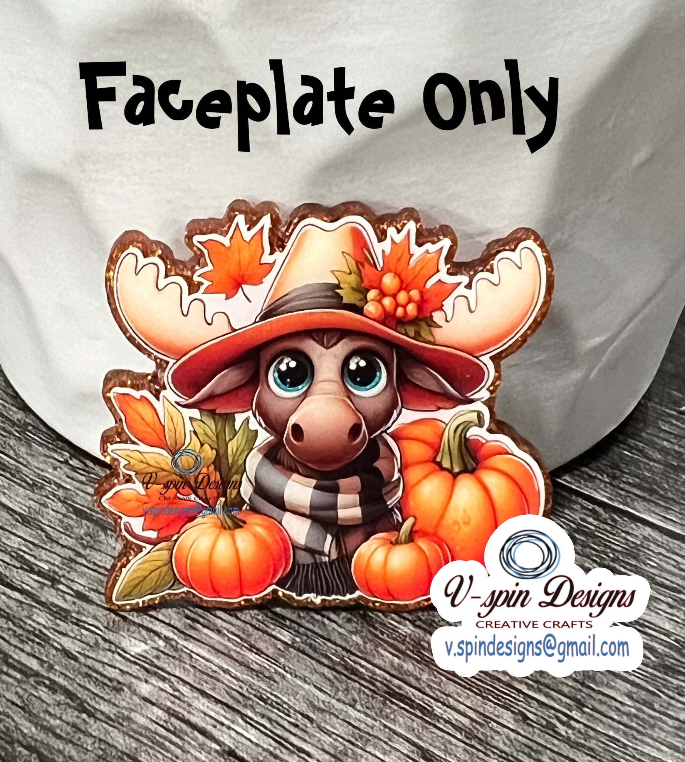 Fall Moose Badge Reel | Orange Glitter Retractable Acrylic ID Holder