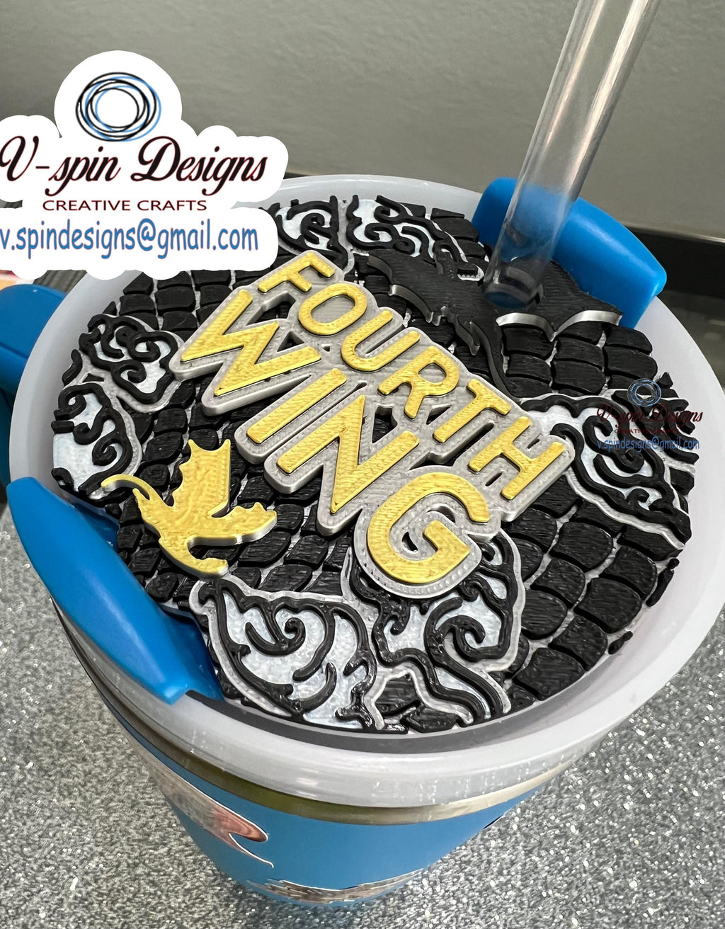 Dragon & Book Lover 40oz Cup Topper | Storm Stanley Accessory