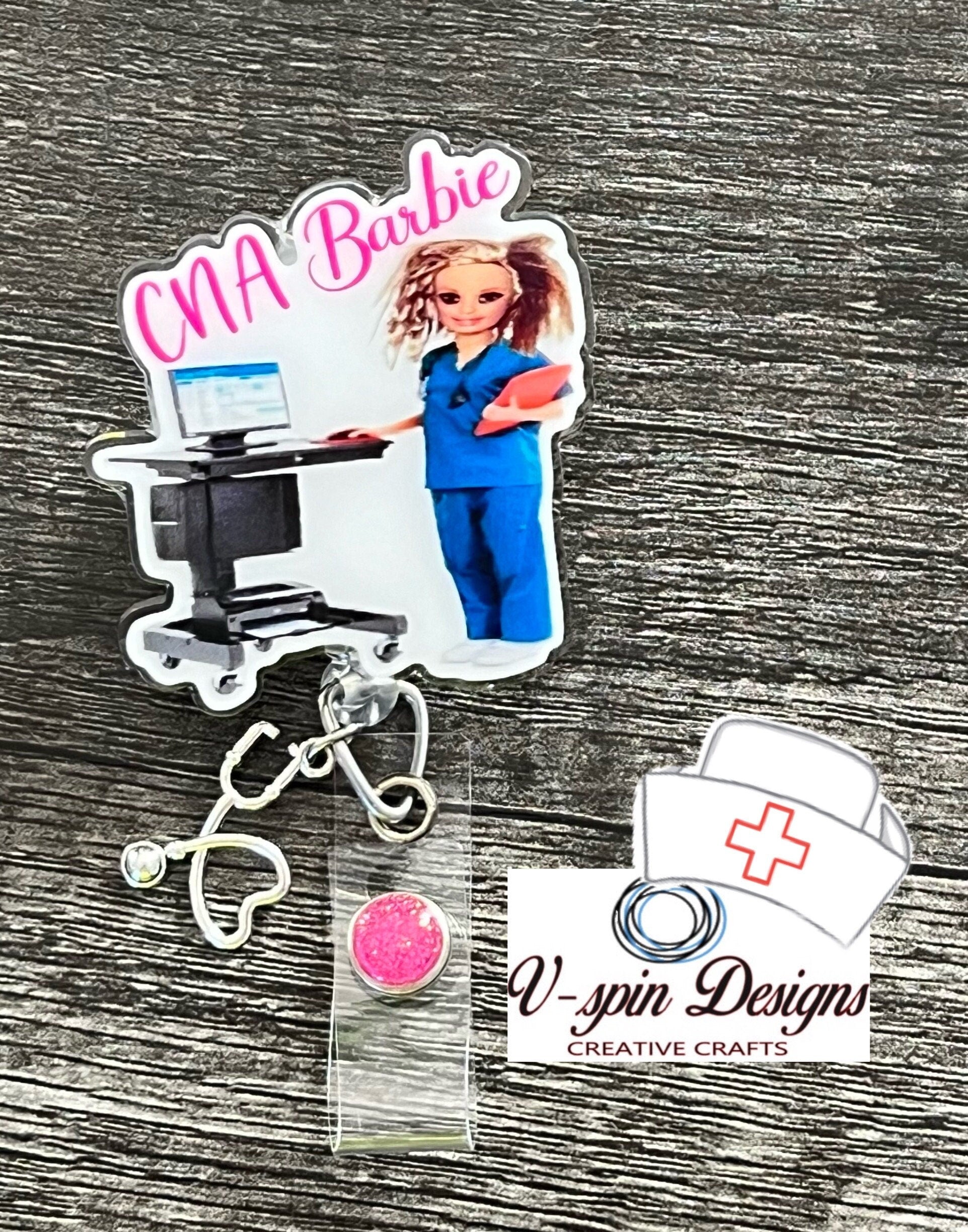 1.9”  Acrylic, Funny CNA Badge reel/ID Holder card holder/nurse/teachers/fun/silly nurse assistant