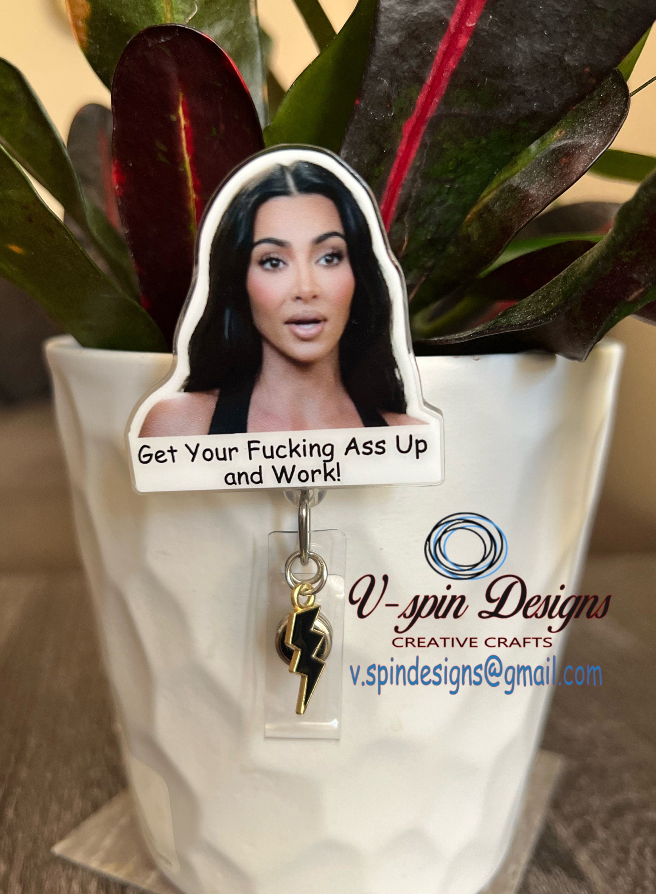 Funny “Get off your — and work” Badge reel/ID Holder card holder/nurse/teachers/fun/silly/memes