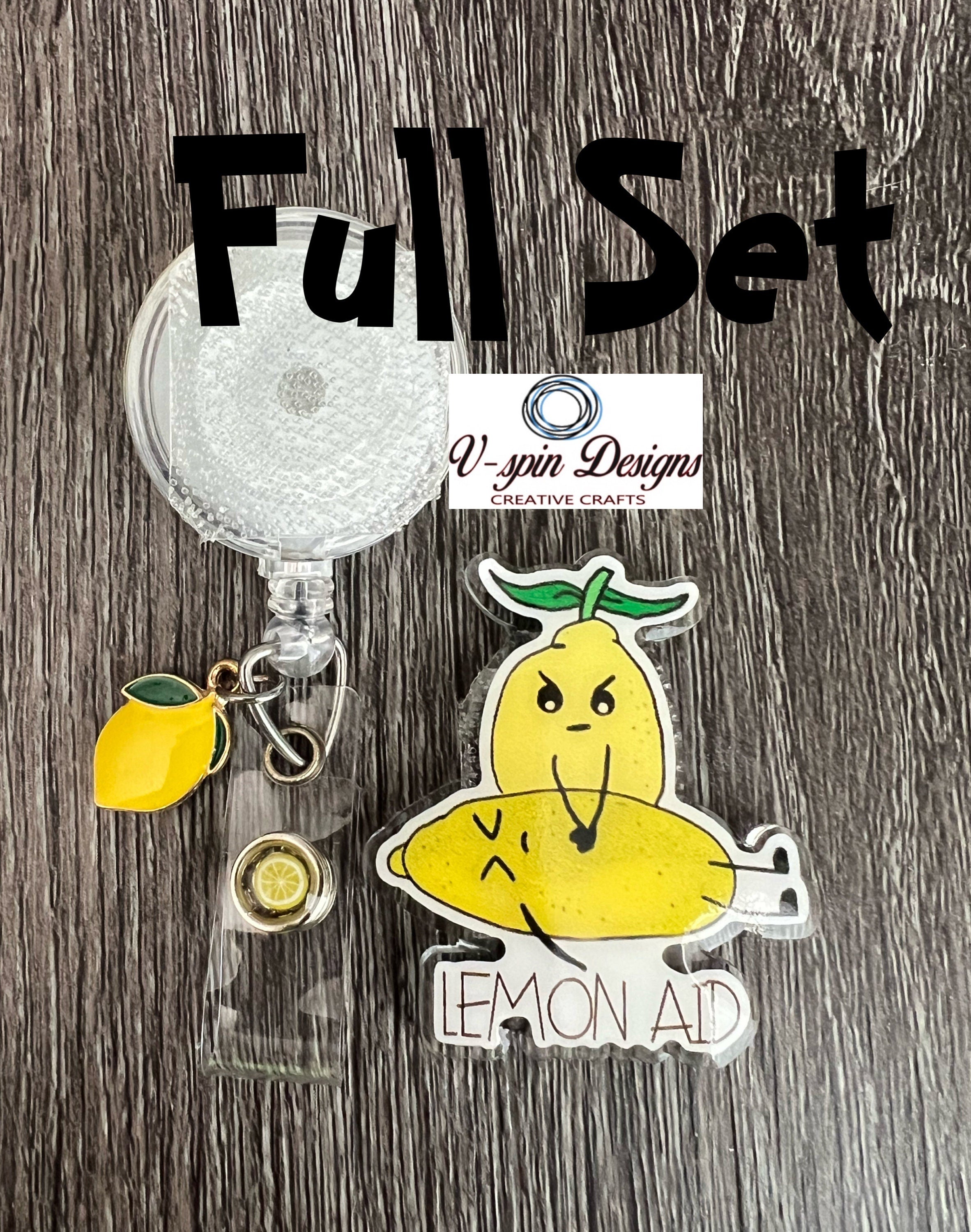 "Lemon Aid" Funny Badge Reel | Retractable Acrylic ID Holder