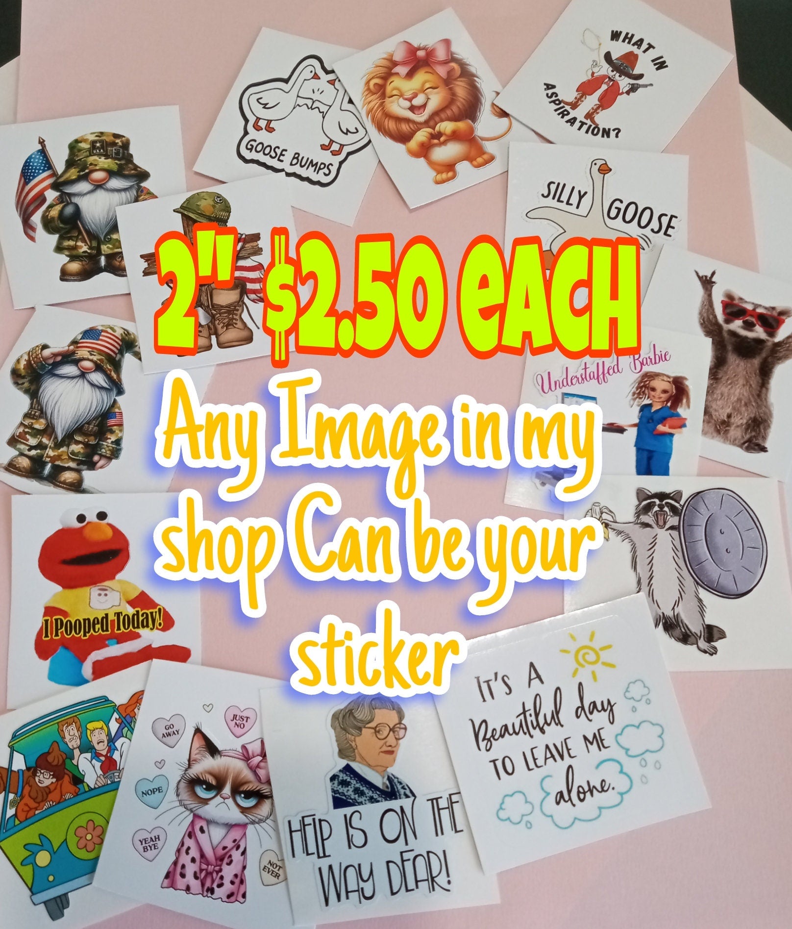 Any Sticker 2", Sticker Bundles, Vinyl Stickers for Laptops, Water Bottles/Tumblers/Planners
