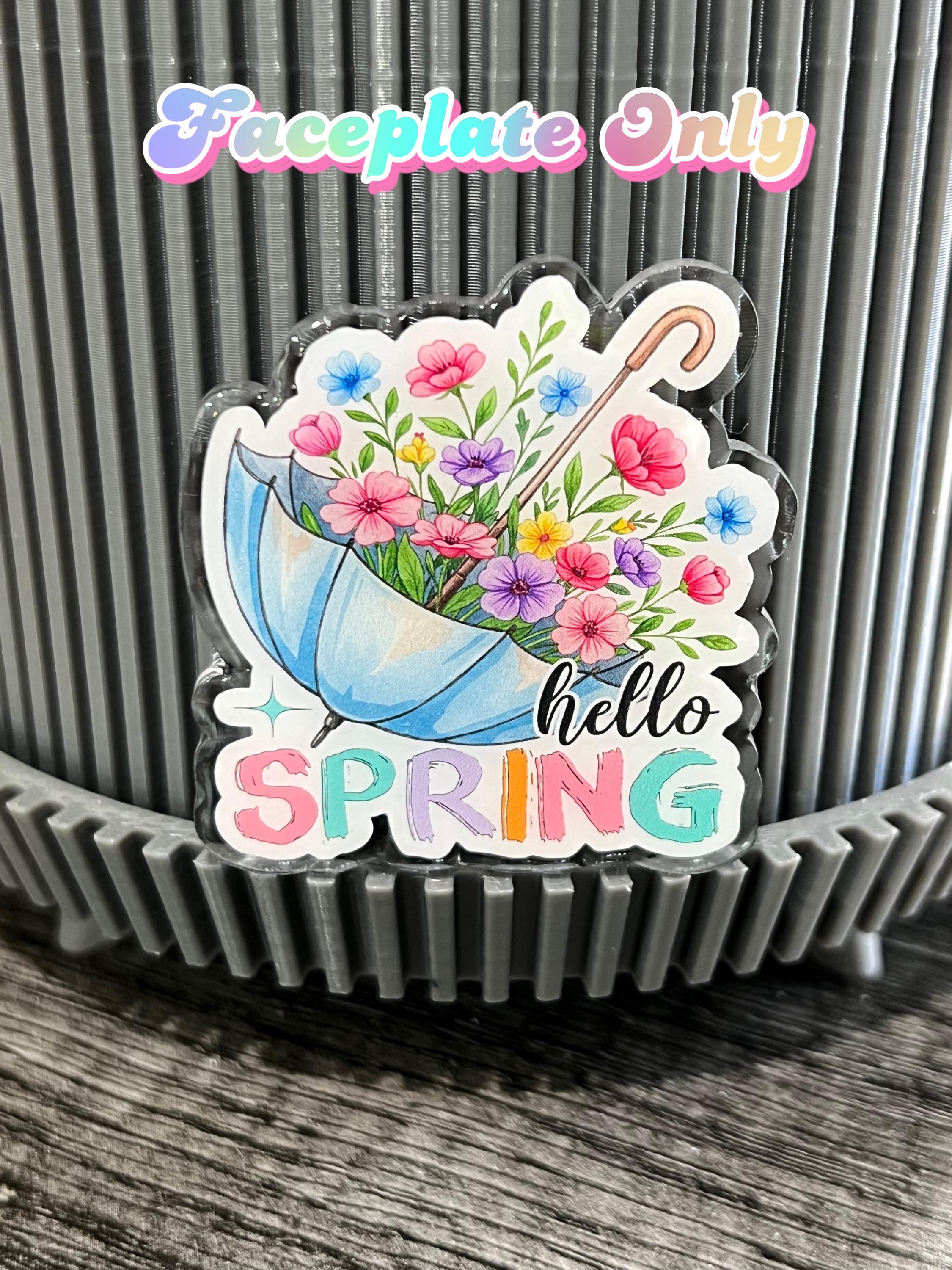 Hello Spring badge reel/ID Holder/nurses/teachers/Umbrella/flowers/badge reel toppers