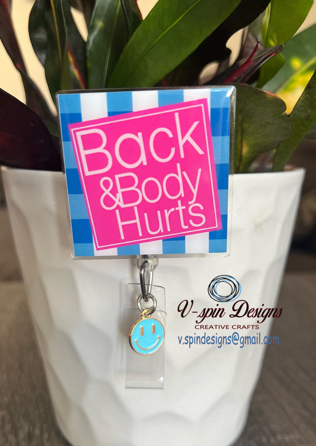"Everything Hurts" Funny Body Badge Reel | Retractable Acrylic ID Holder
