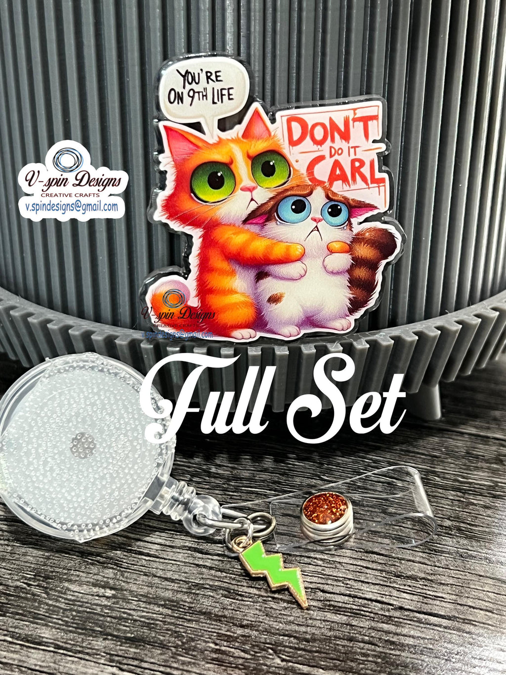 Funny 9 Lives Cat Badge Reel/Retractable ID Holder for Nurses & Teachers/funny badge reels/cat badge reels/gift for nurses
