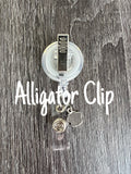 White Doodle Dog Badge Reel | Retractable Acrylic ID Holder for Dog Lovers