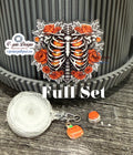 Skeleton Pumpkin Rib Cage Badge Reel | Halloween Retractable Acrylic ID Holder