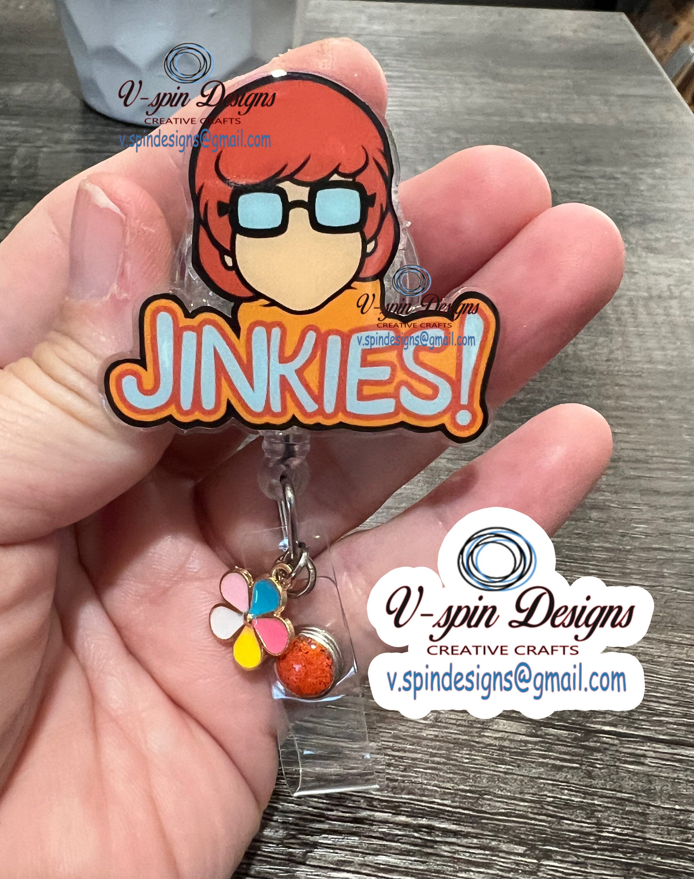 Acrylic Jinkies! Badge reel/ID Holder/nurses/teachers/students/old school/Cartoon badge reels