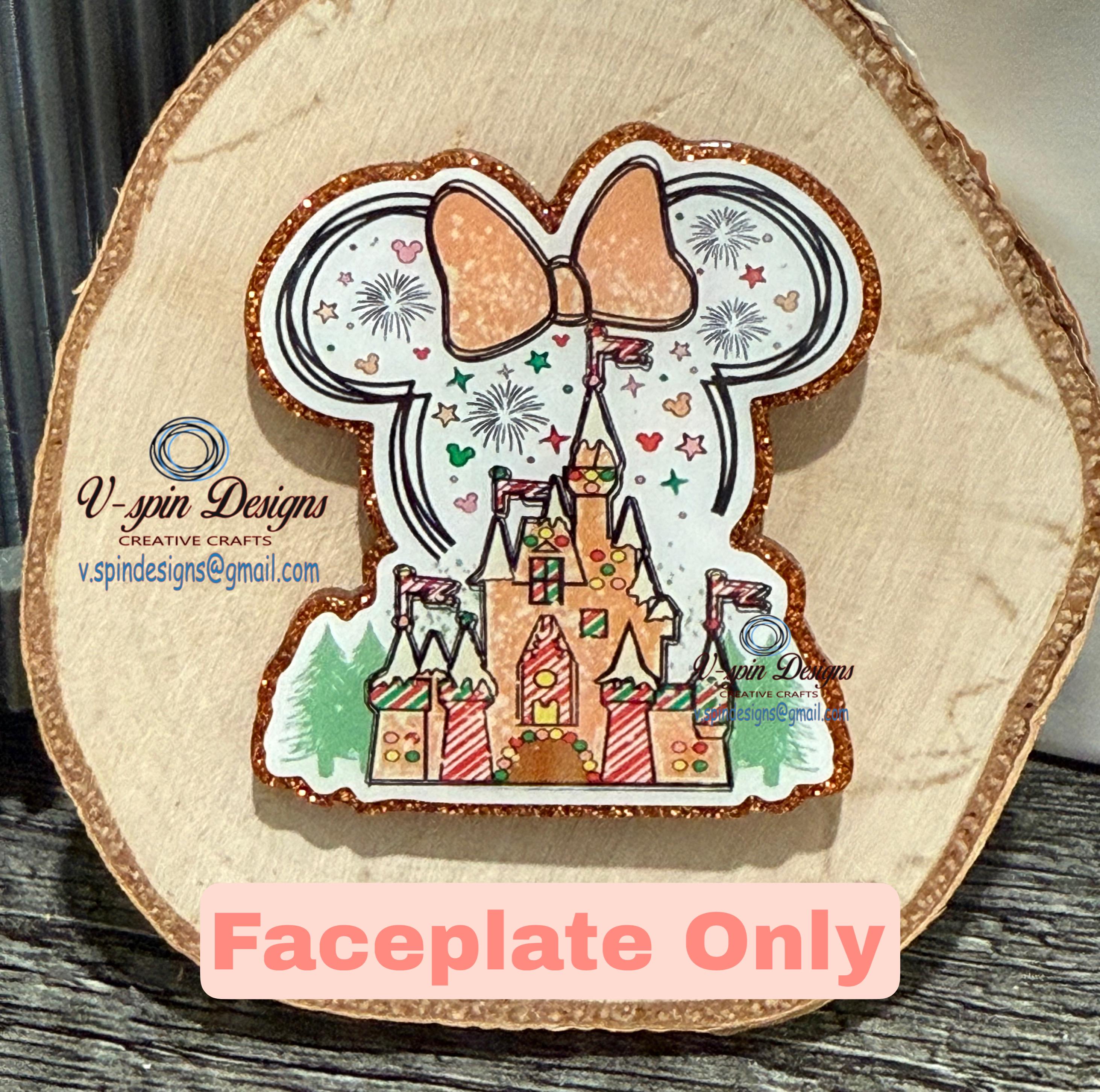 Gingerbread Castle Badge Reel | Christmas Glitter Retractable Acrylic ID Holder
