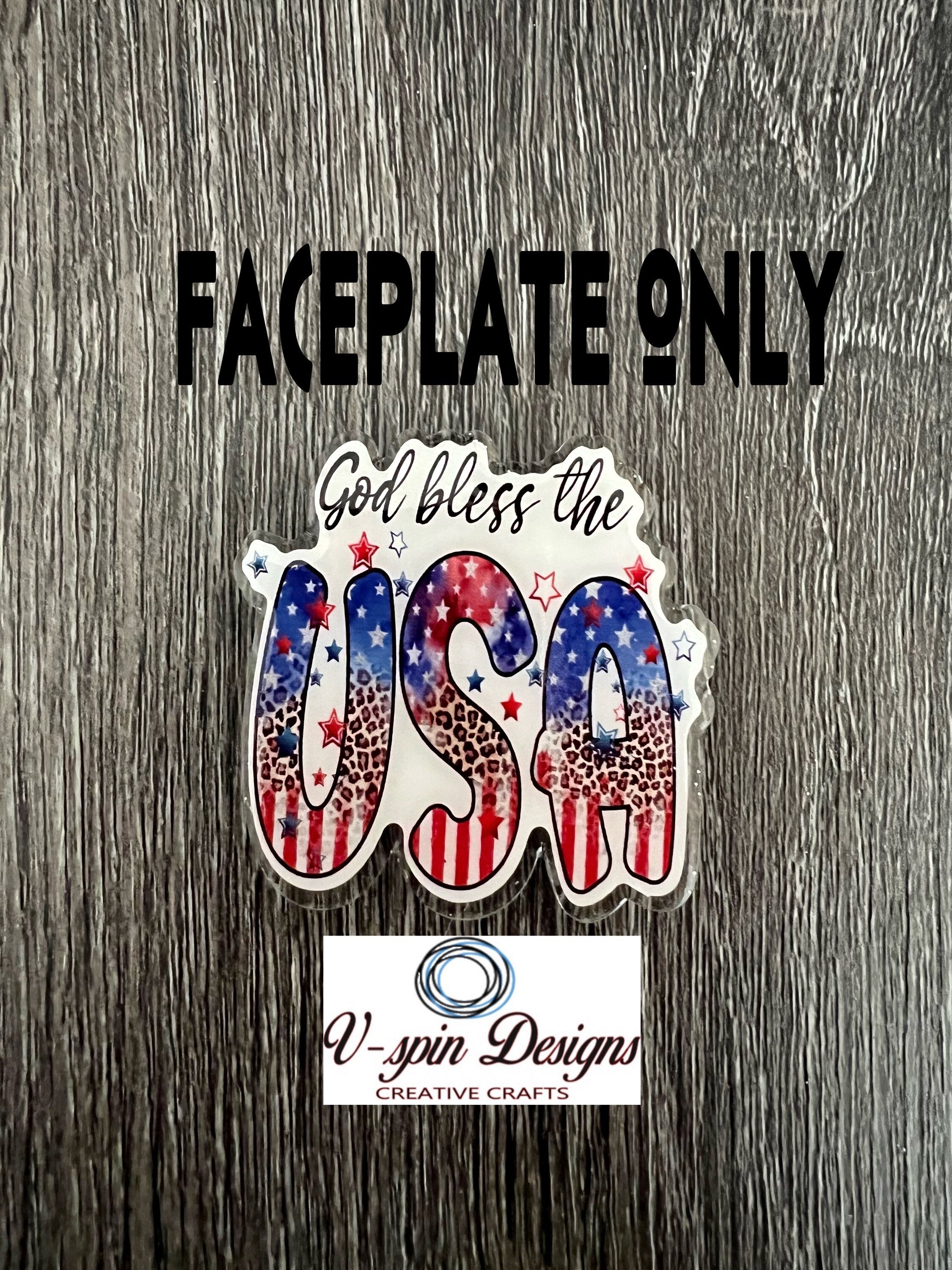 "God Bless the USA" Patriotic Badge Reel | Retractable Acrylic ID Holder