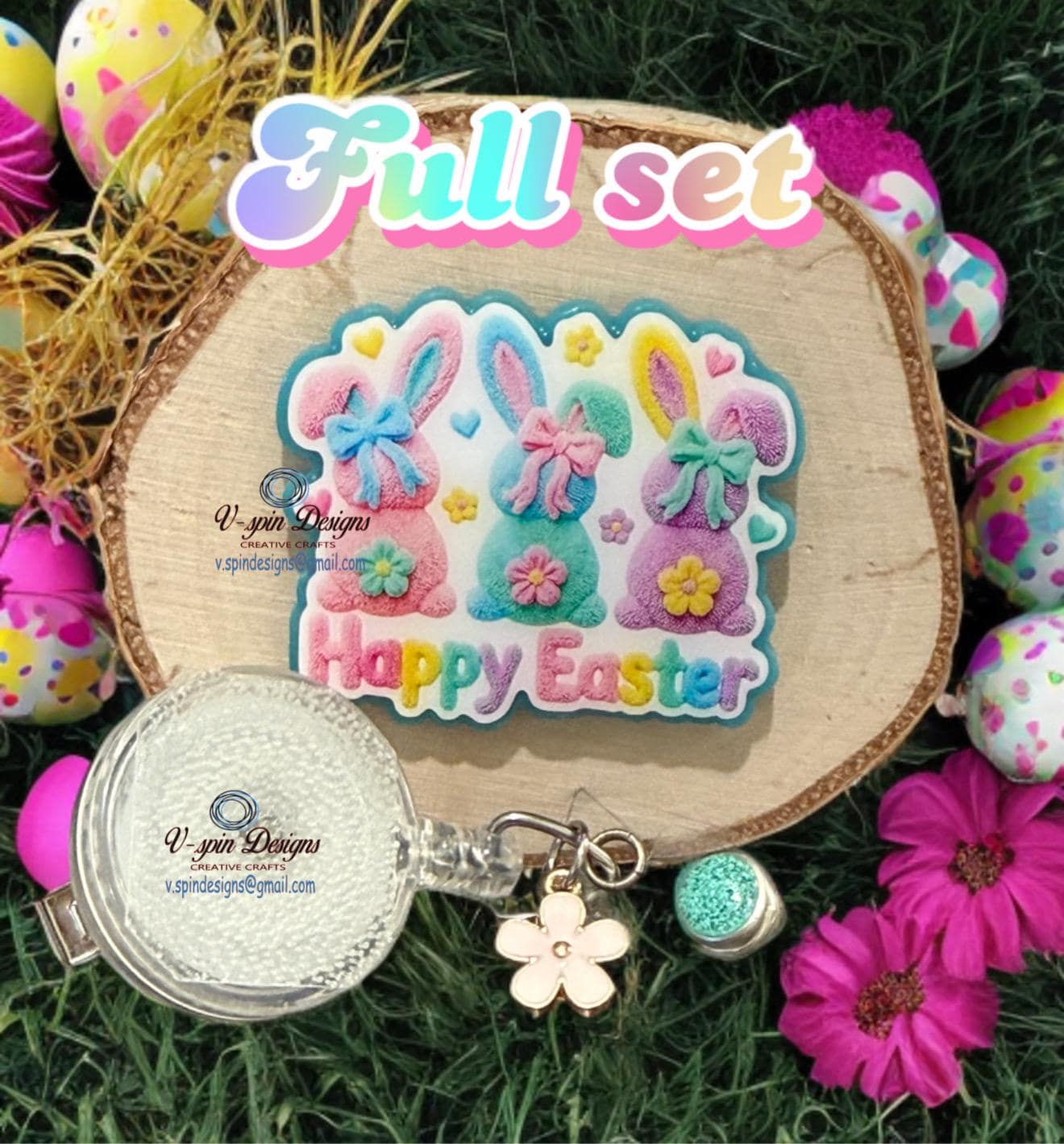 Easter Bunnies badge reel/ID Holder/card holder/teachers/nurses/Easter badge reels