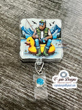 Funny Bigfoot Fishing Retractable Badge Reel: Sasquatch on Duck