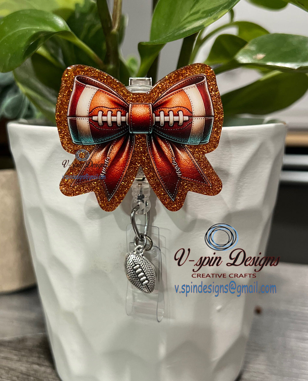 Football Bow badge reel