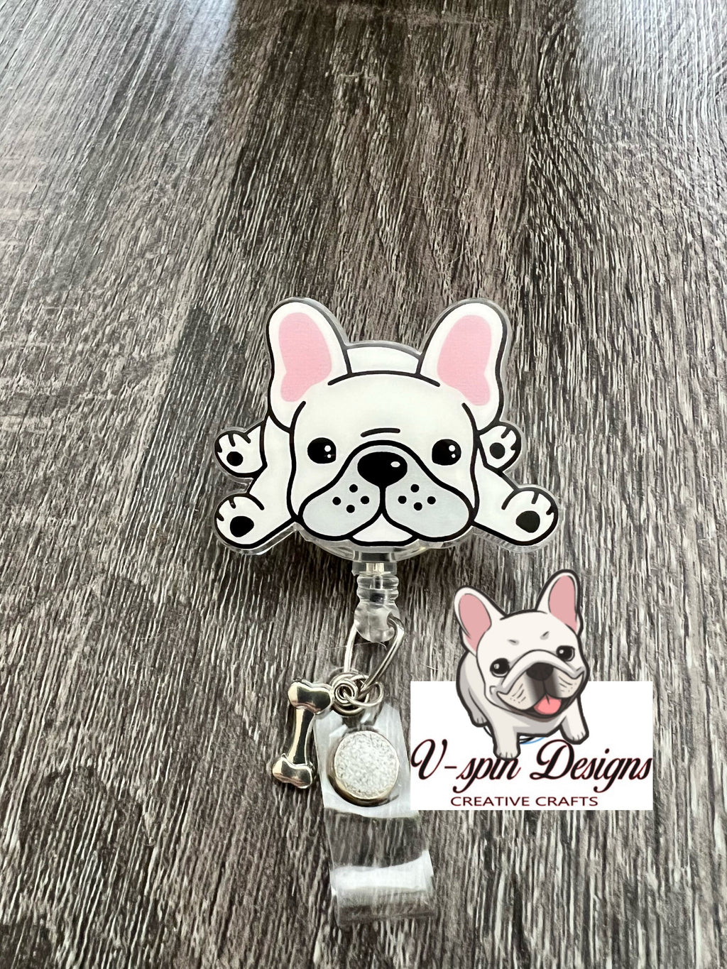 Frenchie Dog Badge Reel
