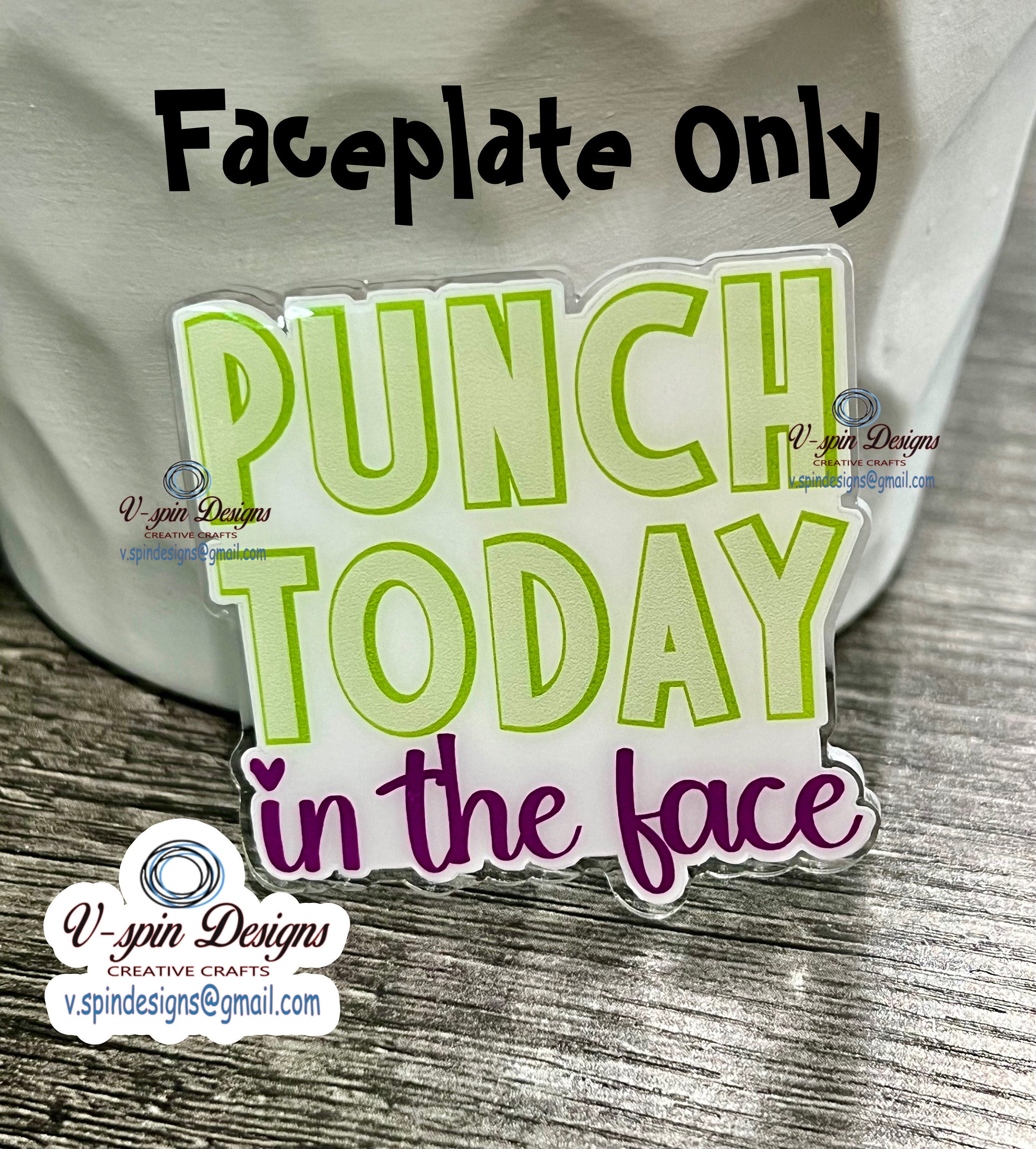 "Punch Today in the Face" Badge Reel | Funny Retractable Acrylic ID Holder