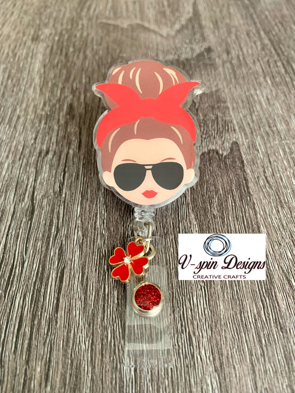 Hair Up Mom Badge Reel: Acrylic Retractable ID Holder