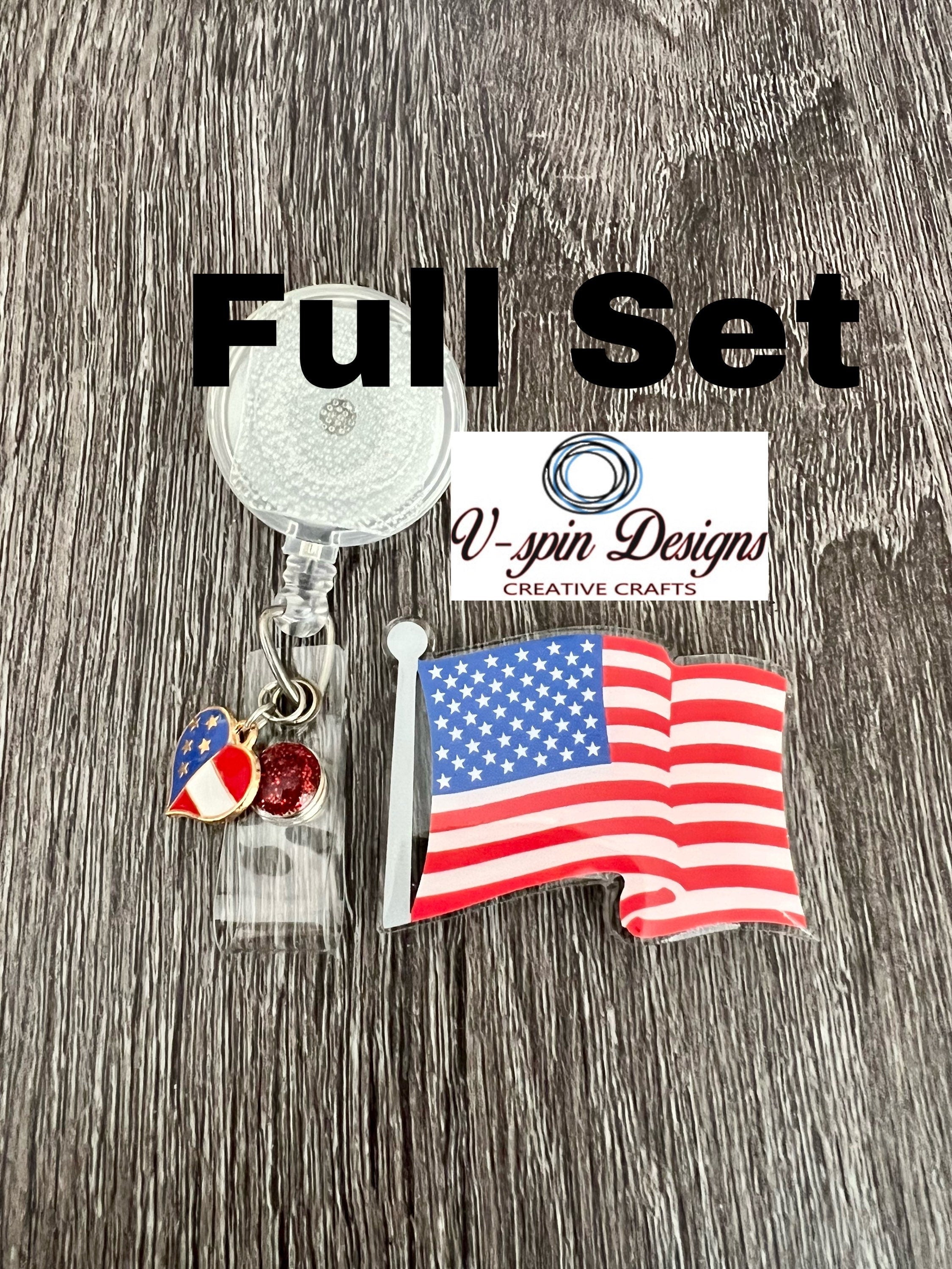 USA Flag badge reel/ID Holder/card holder/teachers/nurses/VA/america