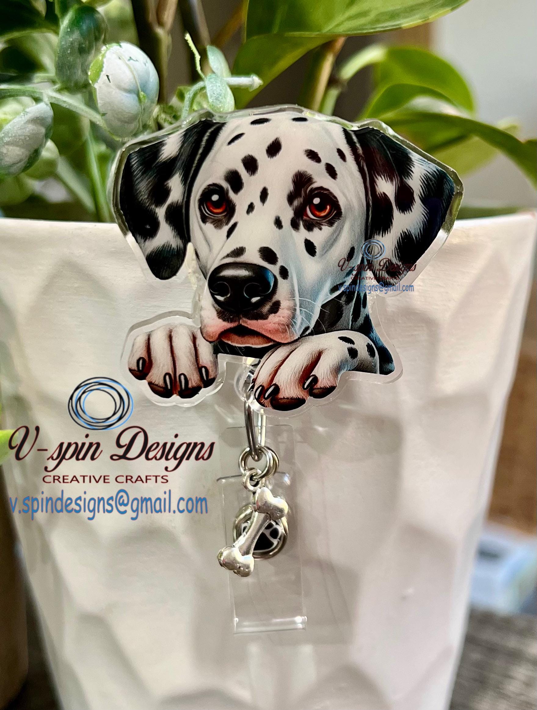 Dalmation dog badge reel/ID Holder/card holder/dog badge reel