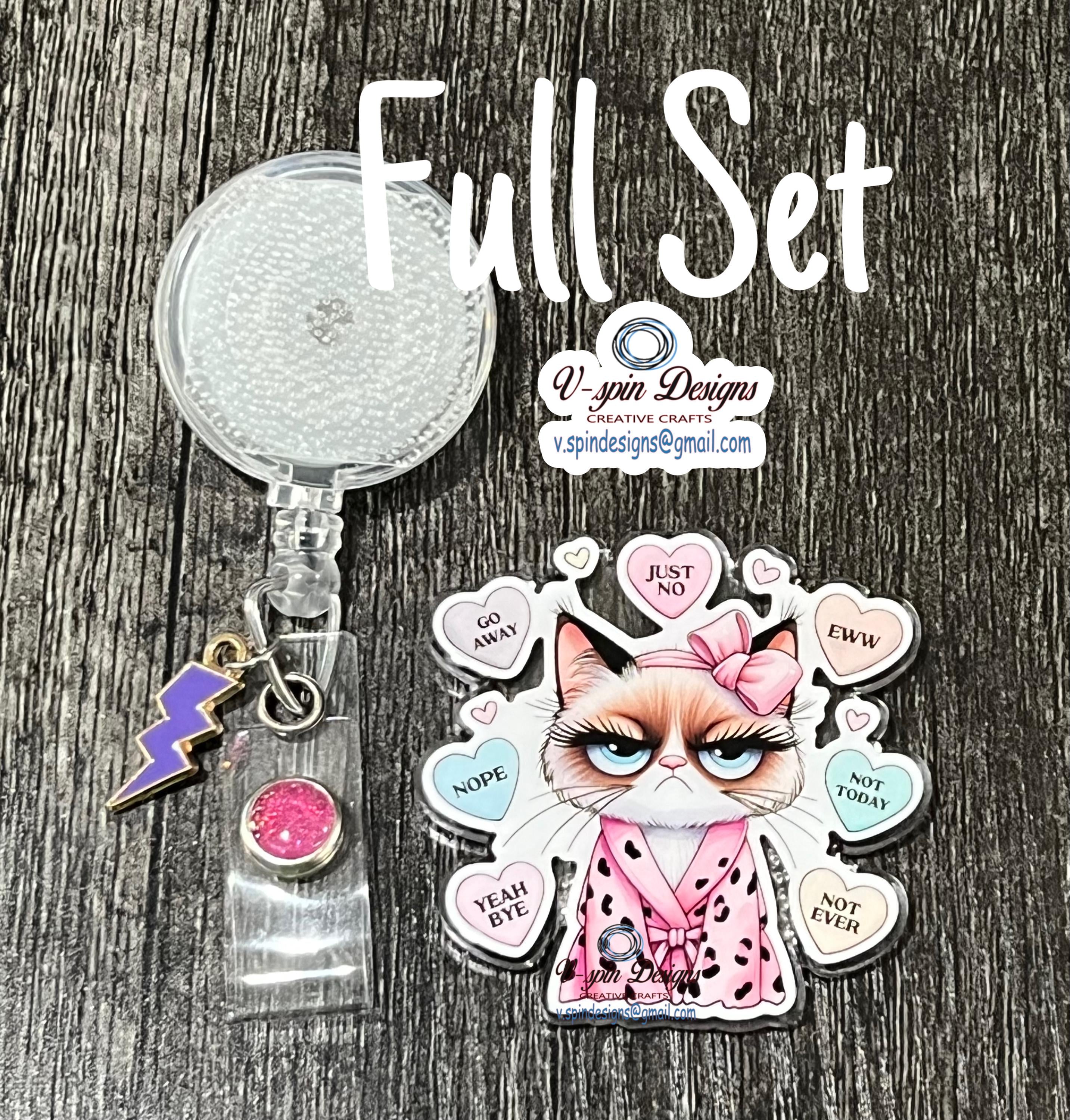 "Ewww, Valentine's" Grumpy Cat Badge Reel | Funny Retractable Acrylic ID Holder