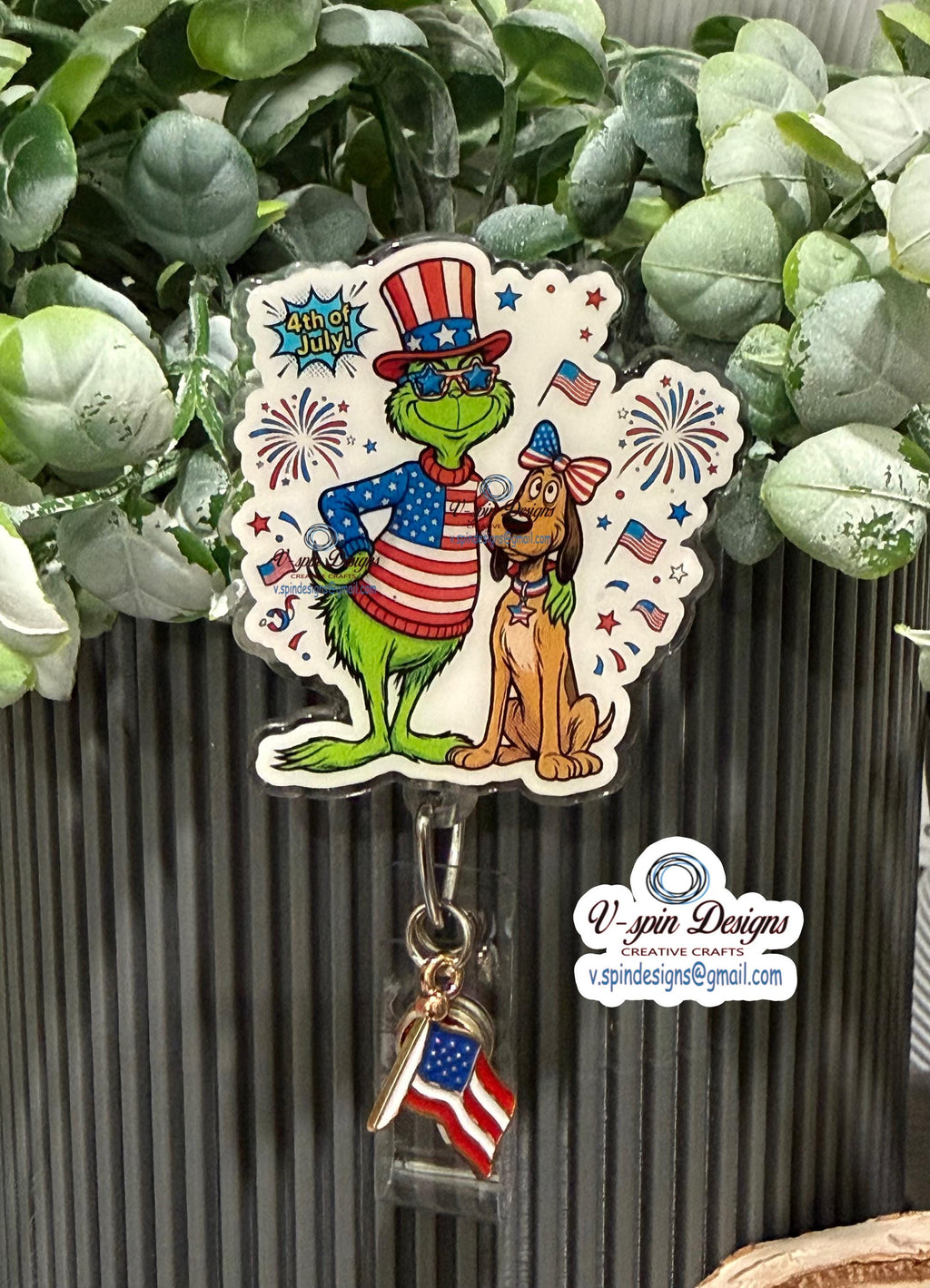 4th of July Patriotic Badge Reel | Retractable Acrylic ID Holder