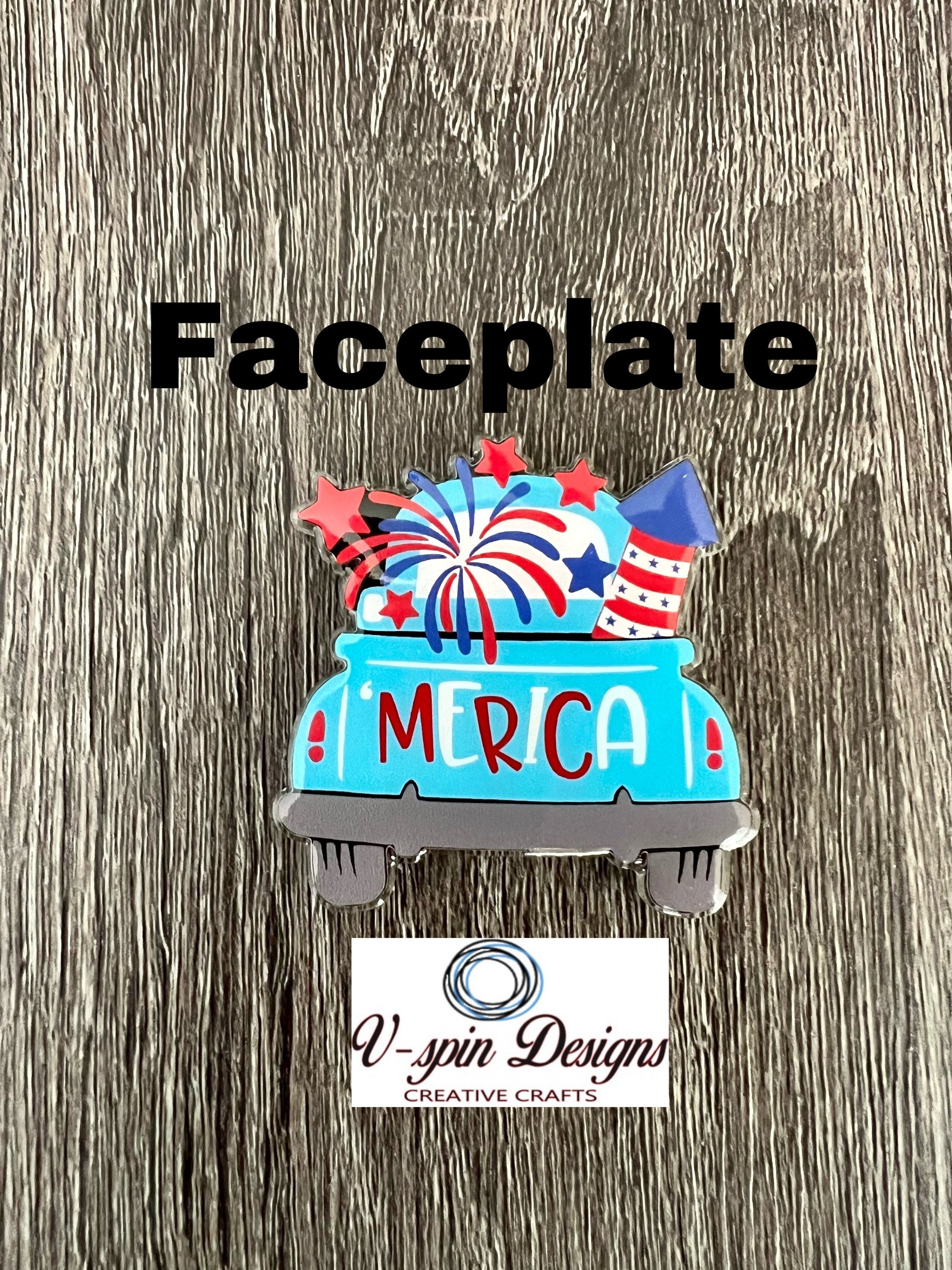 Patriotic Fireworks Truck Badge Reel | 4th of July Retractable Acrylic ID Holder