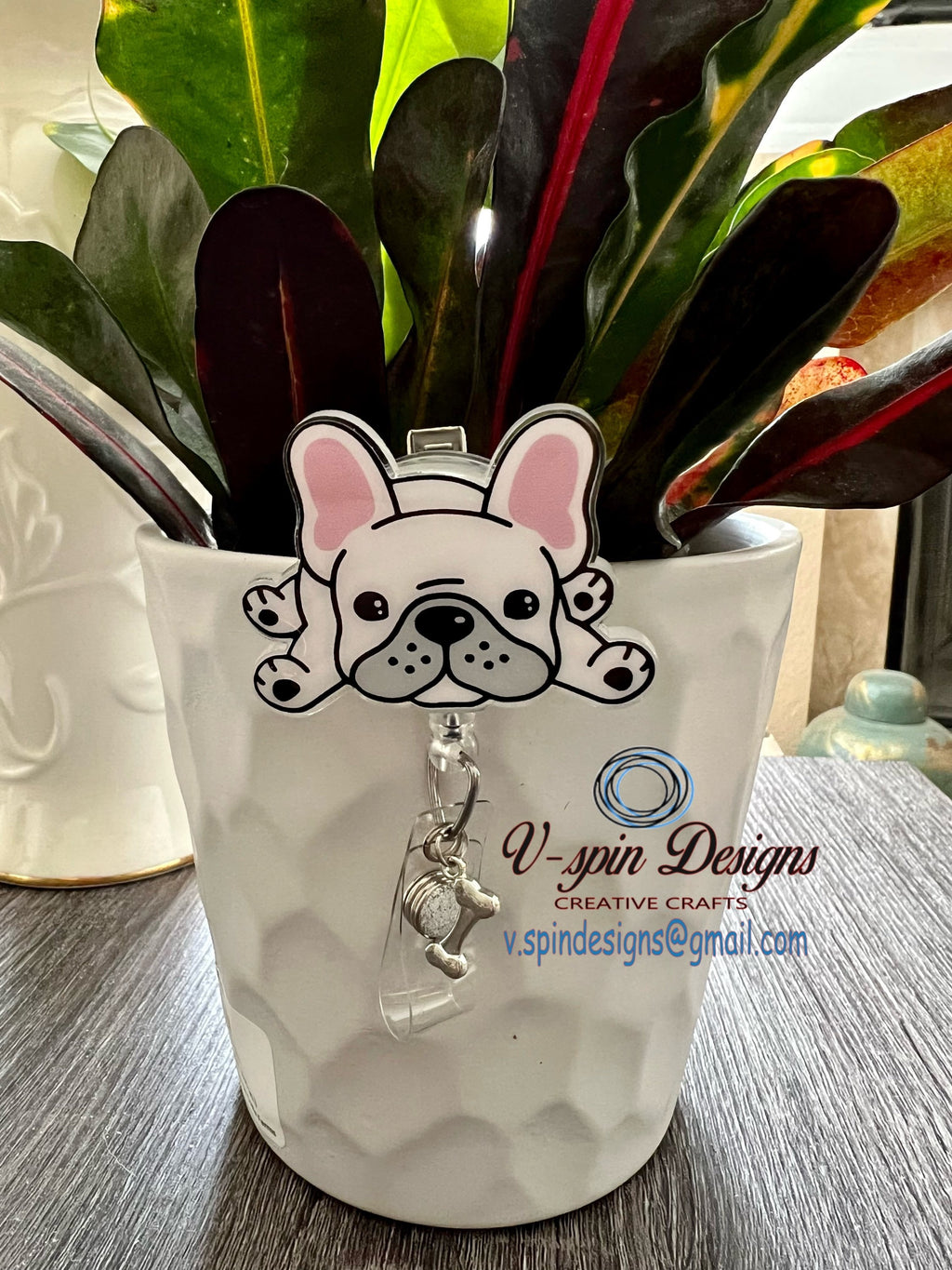 Frenchie Dog Badge Reel