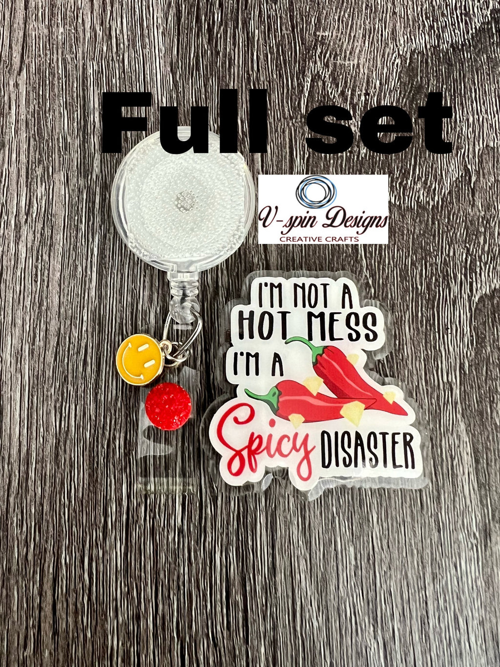 Spicy Disaster Badge Reel: Funny Acrylic ID Holder