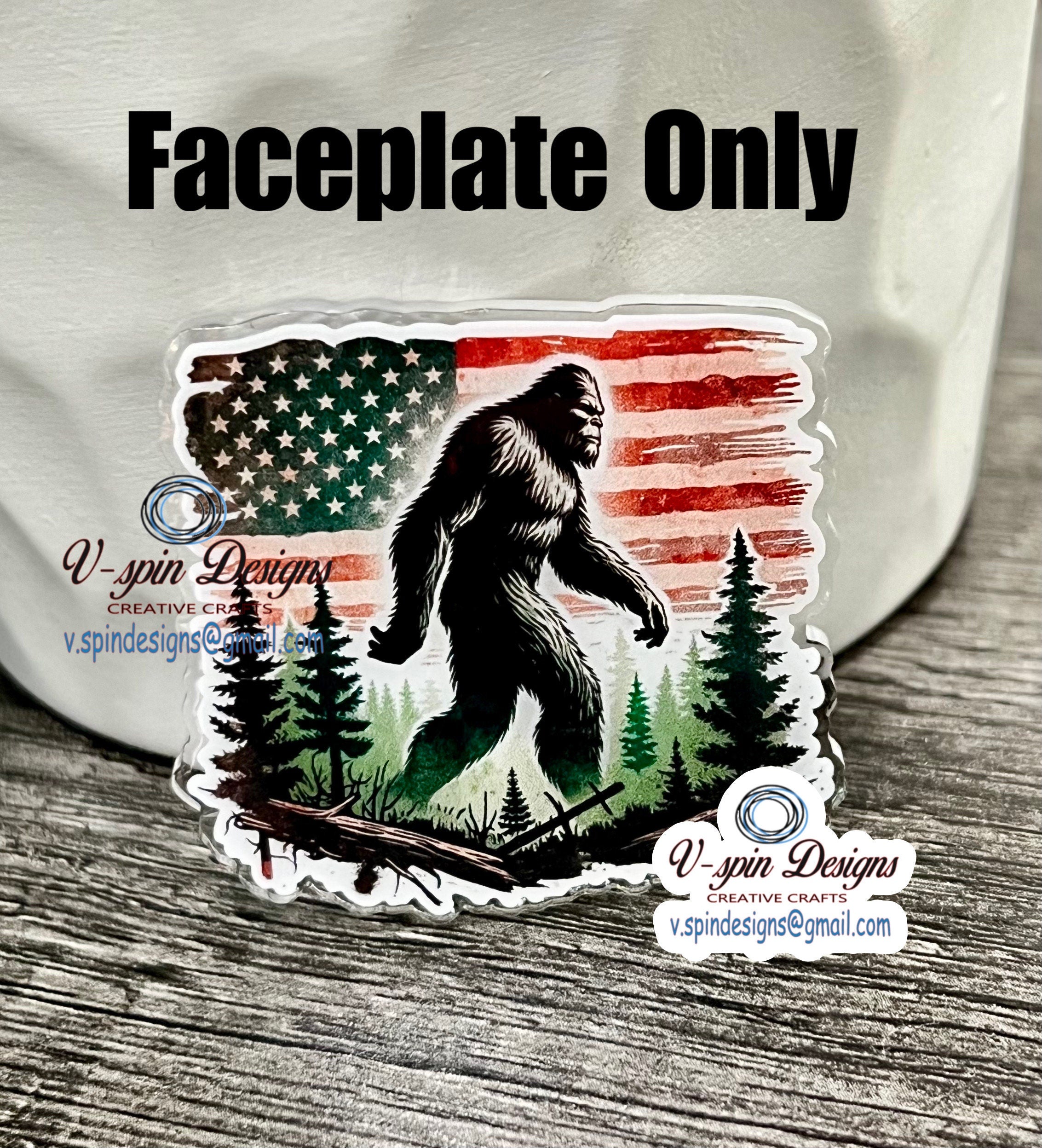 American Bigfoot Badge Reel: Patriotic Funny Acrylic ID Holder