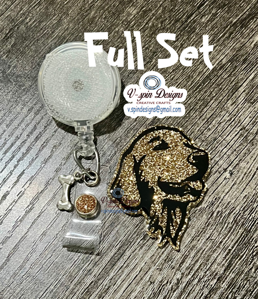 Golden Retriever Badge Reel | Retractable Acrylic ID Holder for Dog Lovers
