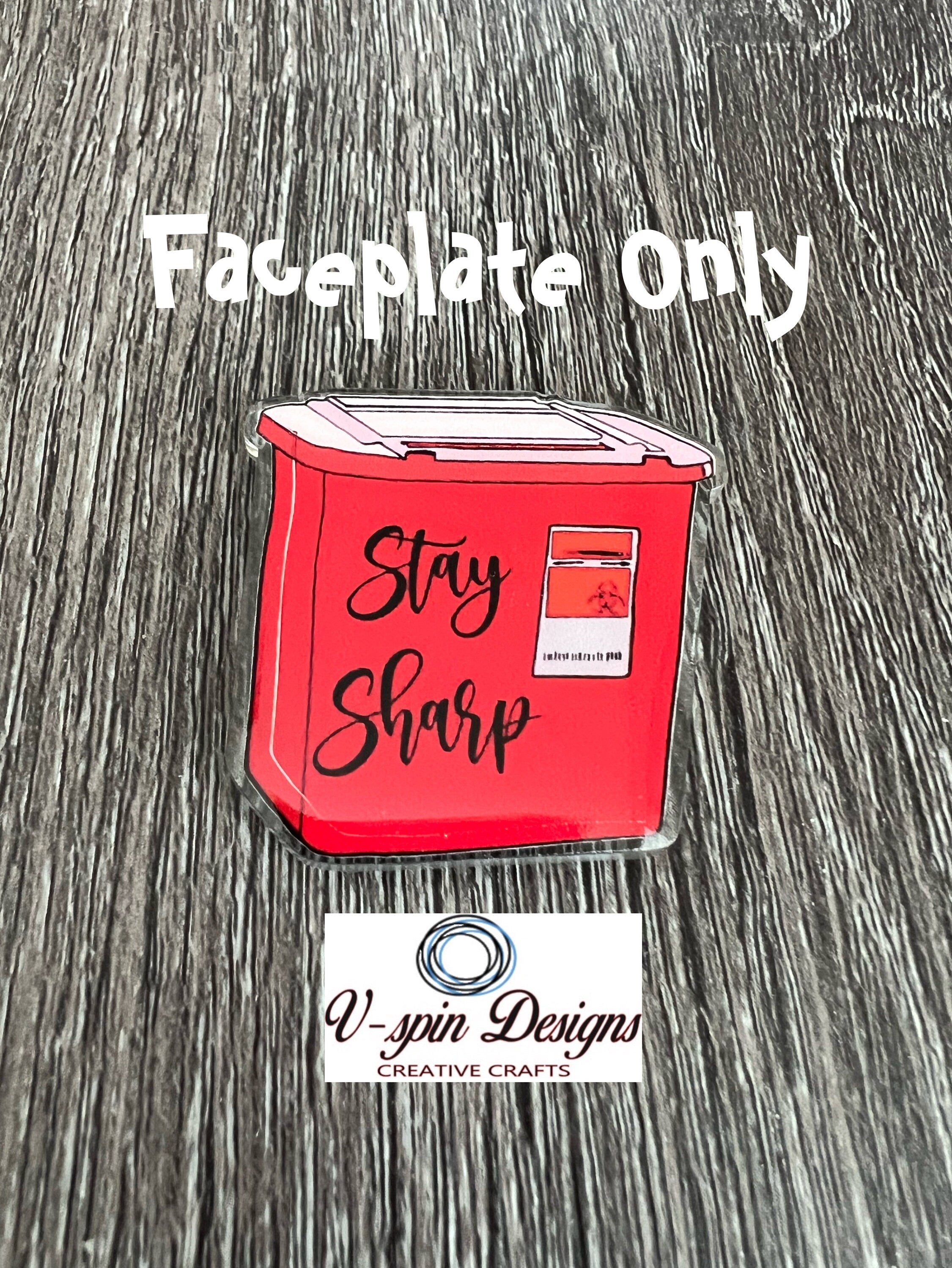 Stay Sharp, Sharps container badge reel, nurse/Phlebotomy/sharps/funny badge reels