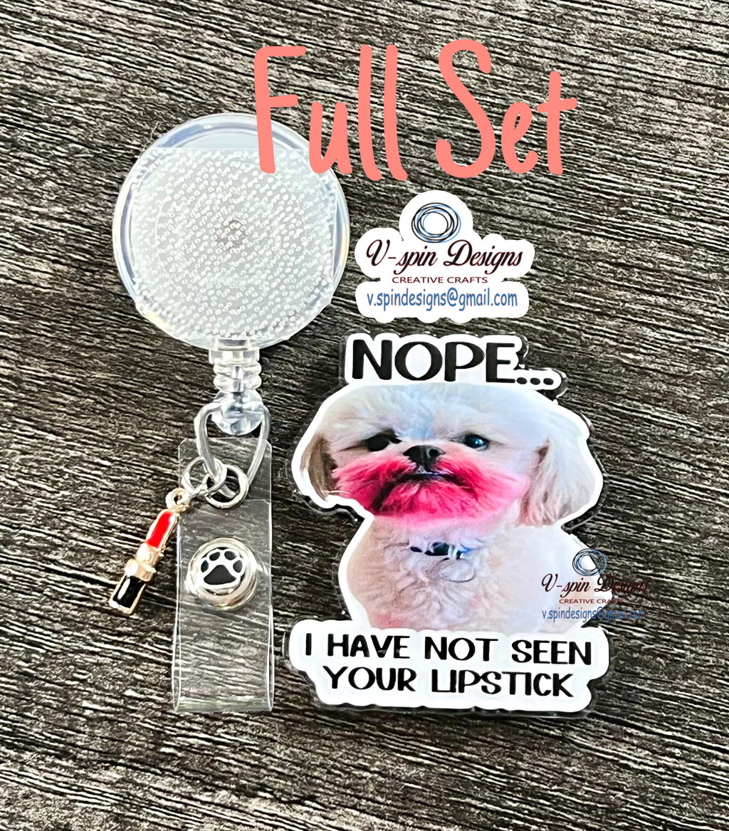 Funny Shih Tzu "NOPE" Badge Reel | Retractable Acrylic ID Holder