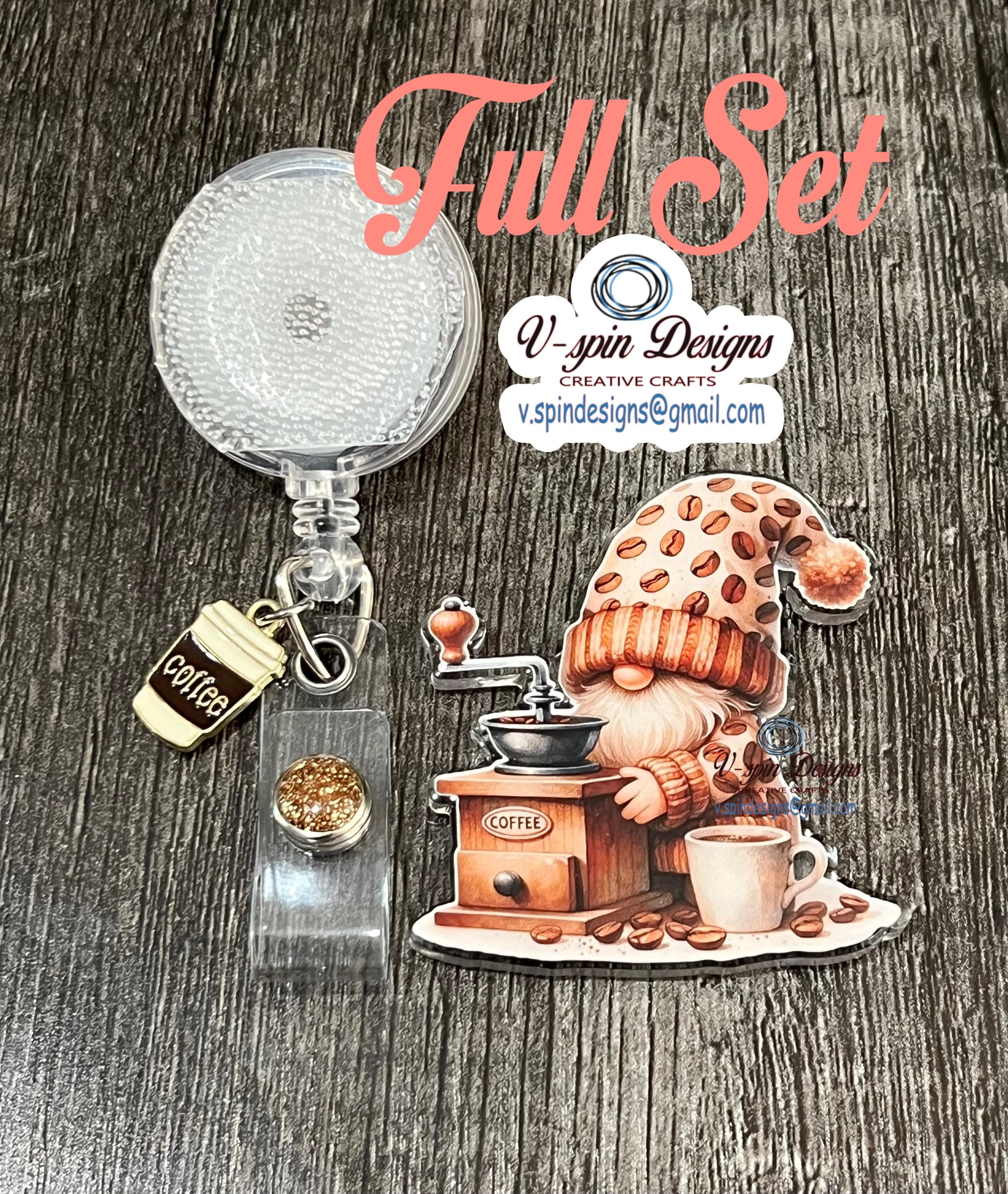 Coffee Gnome Badge Reel: Cute Retractable ID Holder for Coffee Lovers