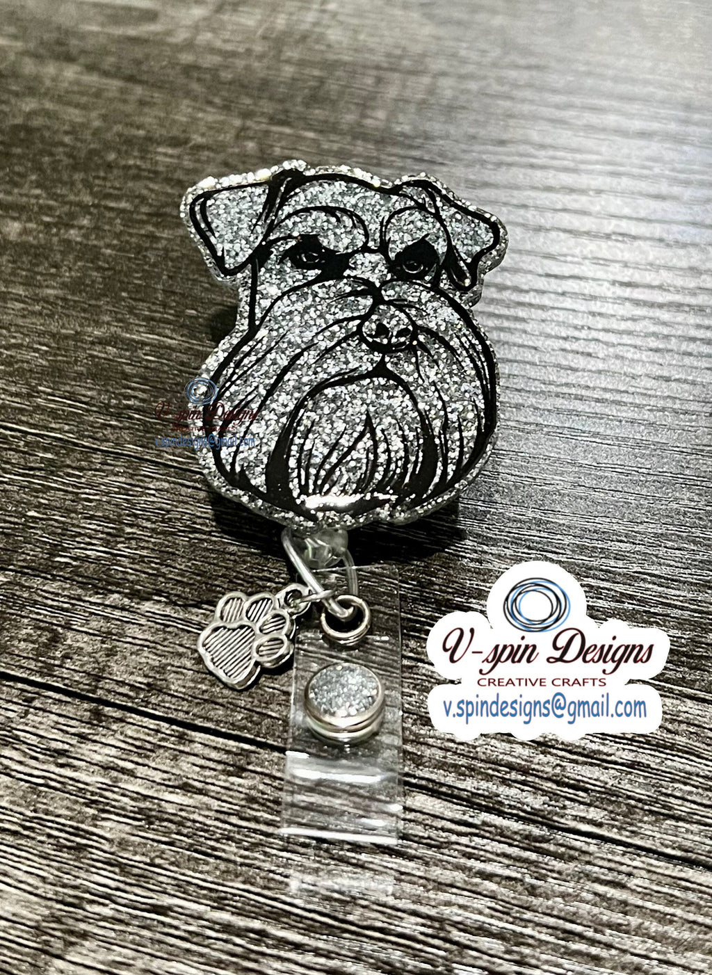 Schnauzer Dog Badge Reel | Retractable Acrylic ID Holder
