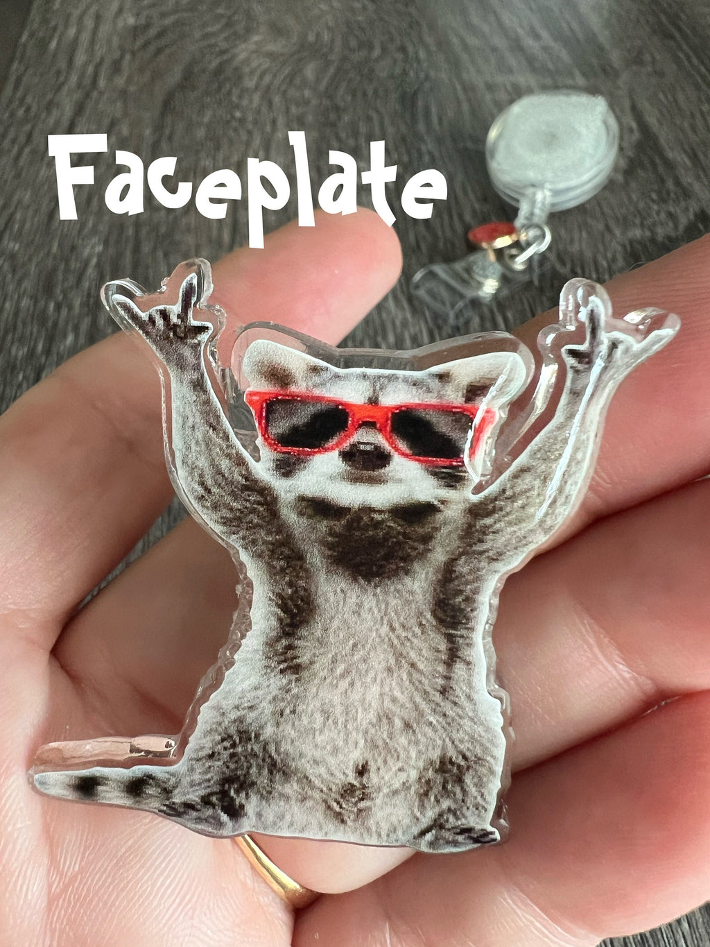 Funny Rockin' Racoon Badge reel/ID Holder card holder/nurse badge reels/teachers/funny badge reels/racoon badge reels/gift for nurses